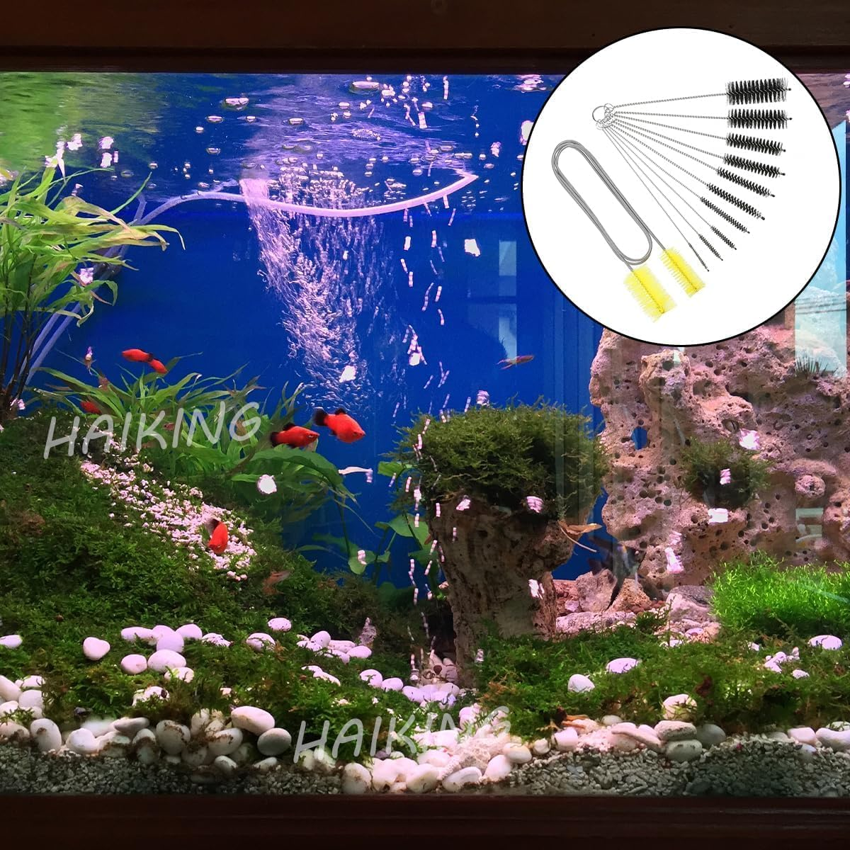 11 Types of Flexible Drainage Brushes and Straw Cleaning Brushes, Stainless Steel Double Headed Hose, Suitable for Fish Tanks, Glass Tubes, Homes, and Kitchens. Available in Two Colors (Yellow) image number 3