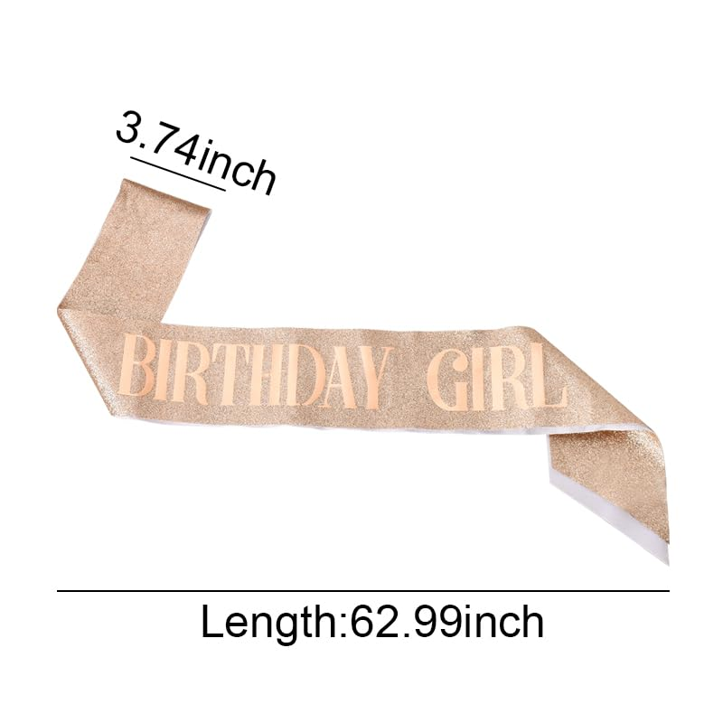 Happy Birthday Sash for Girls Women - Gold Glitter Party Decorations Accessories Ribbon Satin Sashes for Group Bday Celebration Favor Supplies image number 2