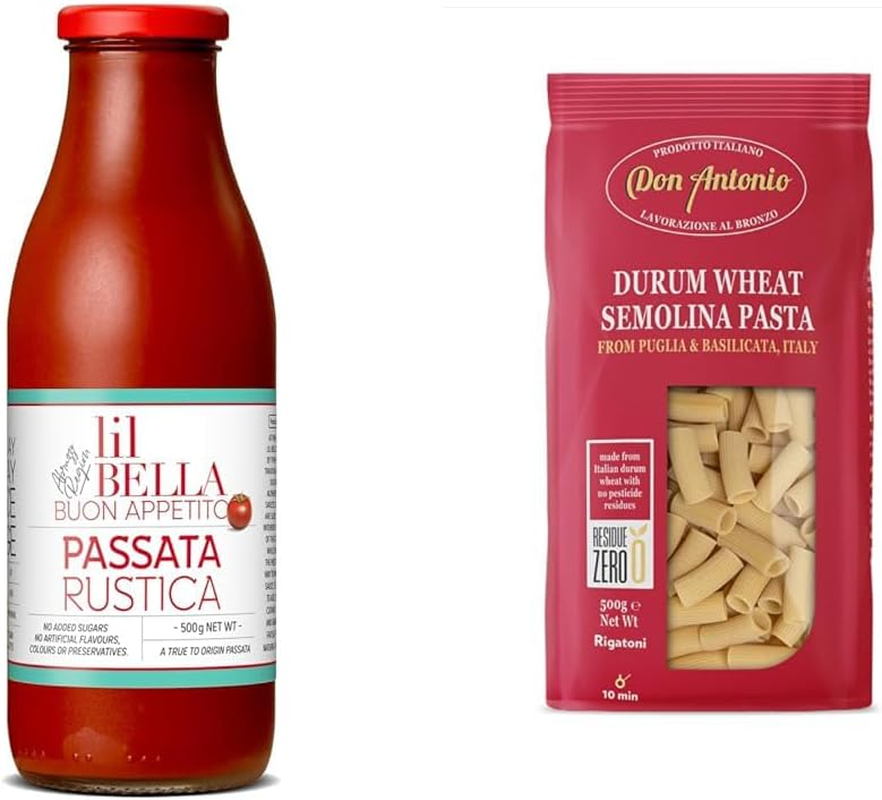 Lil Bella Buon Appetito Passata Rustica Pasta Sauce 500 G and Don Antonio Rigatoni Pasta 500 G BUNDE