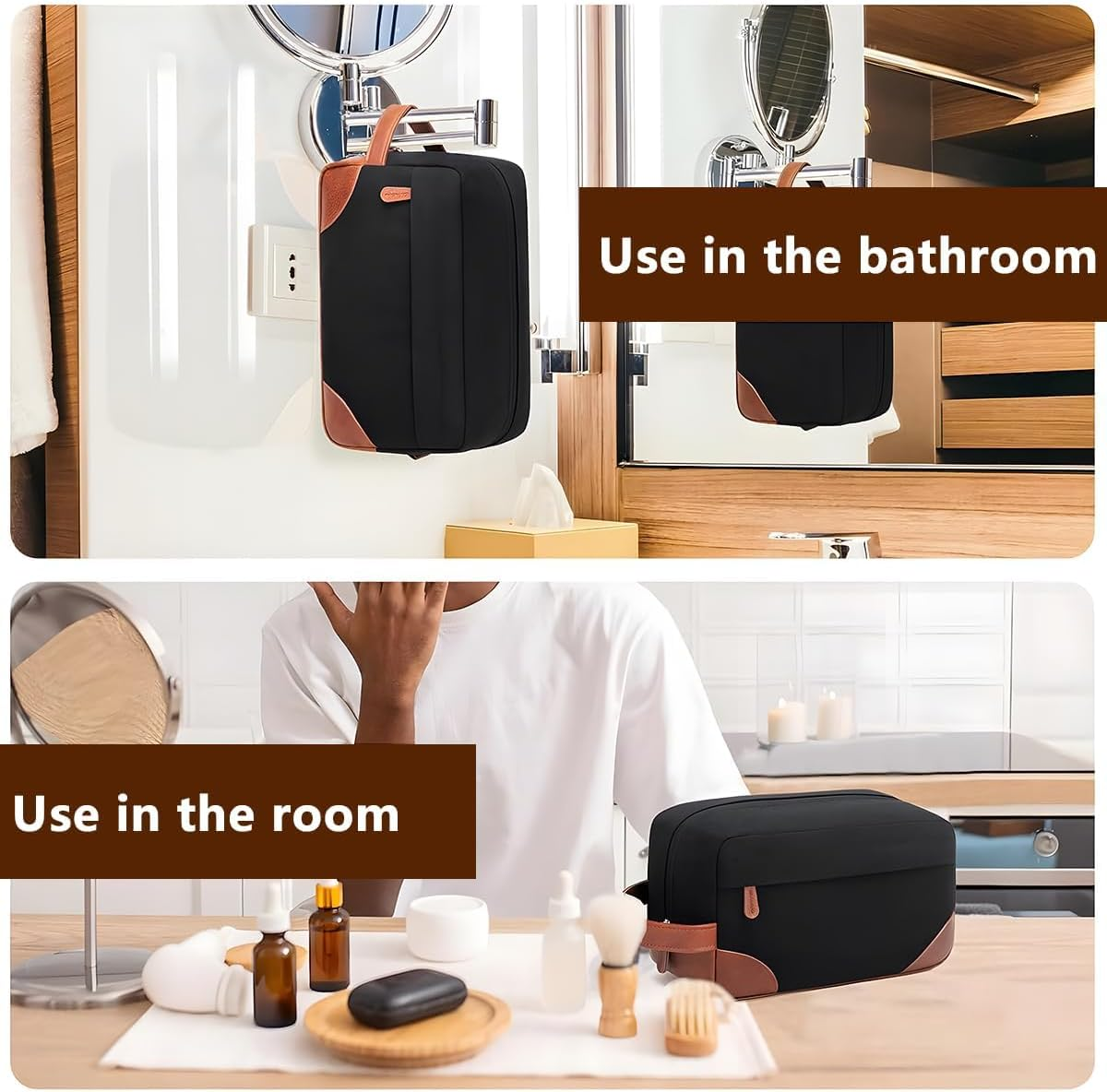 JZS Toiletry Bag for Men, Canvas Water Resistant Toiletry Bags, Dopp Kit Travel Bathroom Bag image number 6