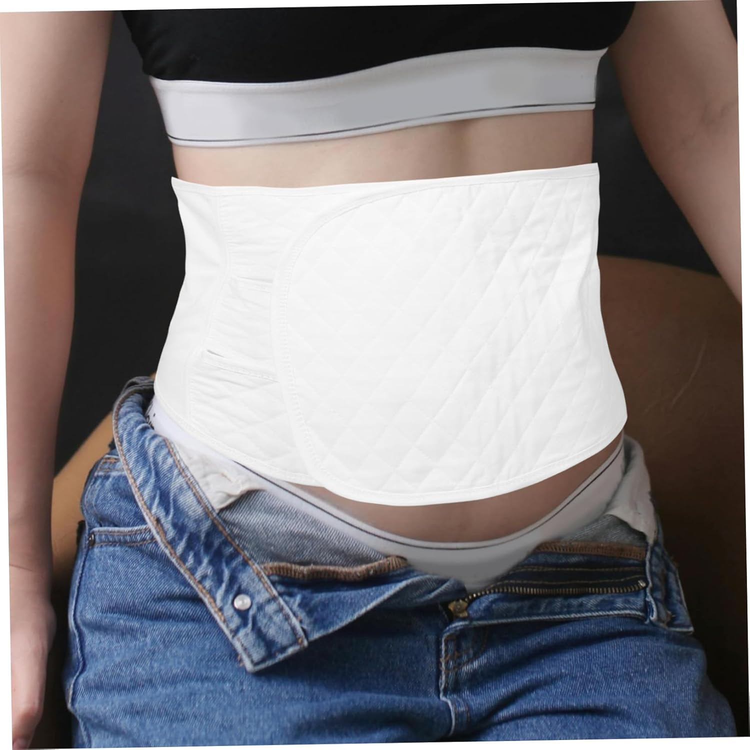 Ifundom Adjustable Postpartum Belly Band Maternity Waist Wrap Workout Belt for Women Soft Breathable Belly Support Belt image number 1