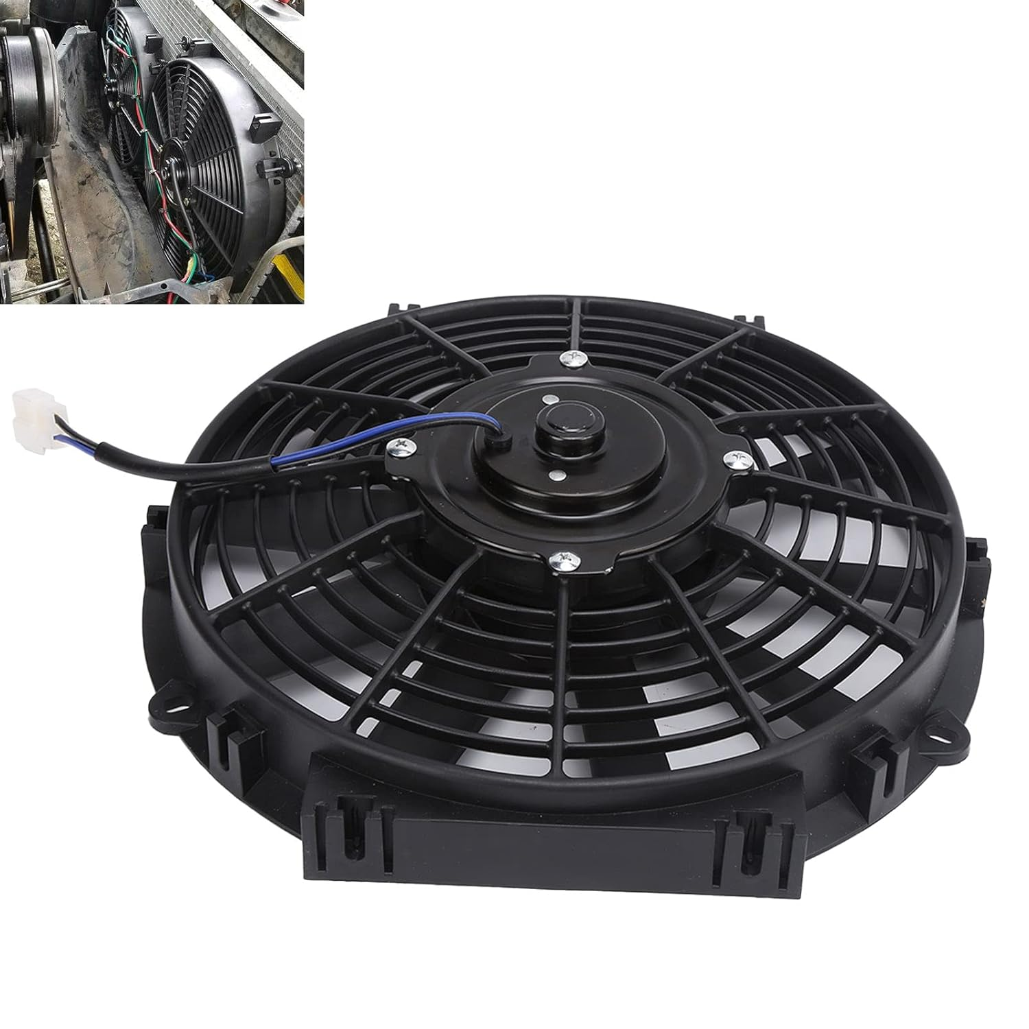 Akozon Electric Radiator Cooling Fan 10Inch Slim Electric Cooling Fan Radiator 24V 80W 2100RPM 10 Straight Blades Universal for Car image number 2
