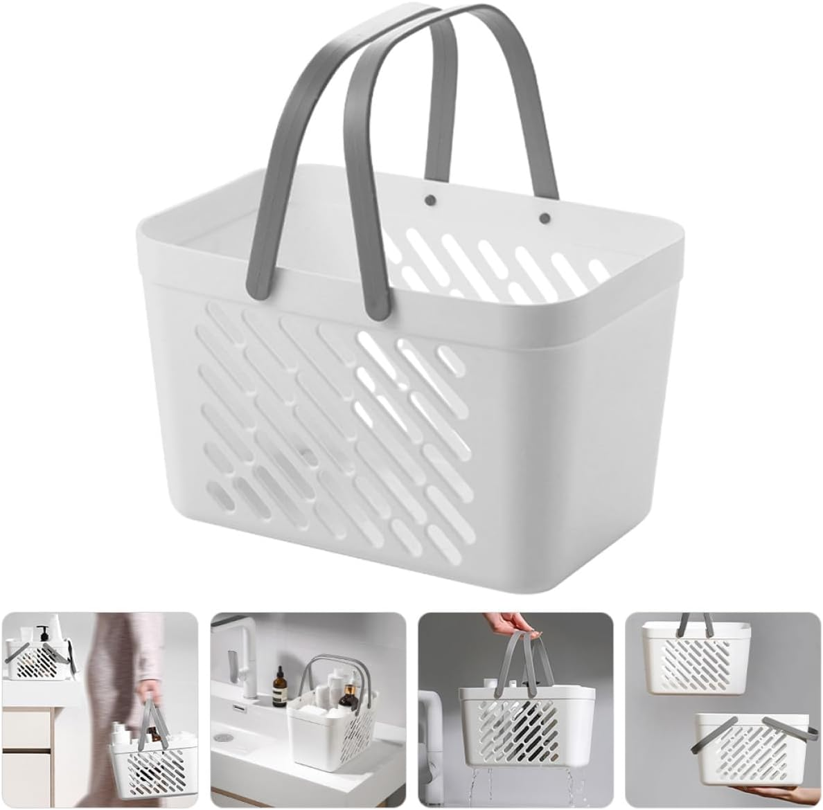LABRIMP Plastic Storage Basket Small Plastic Bin for Home Organization and Storage White