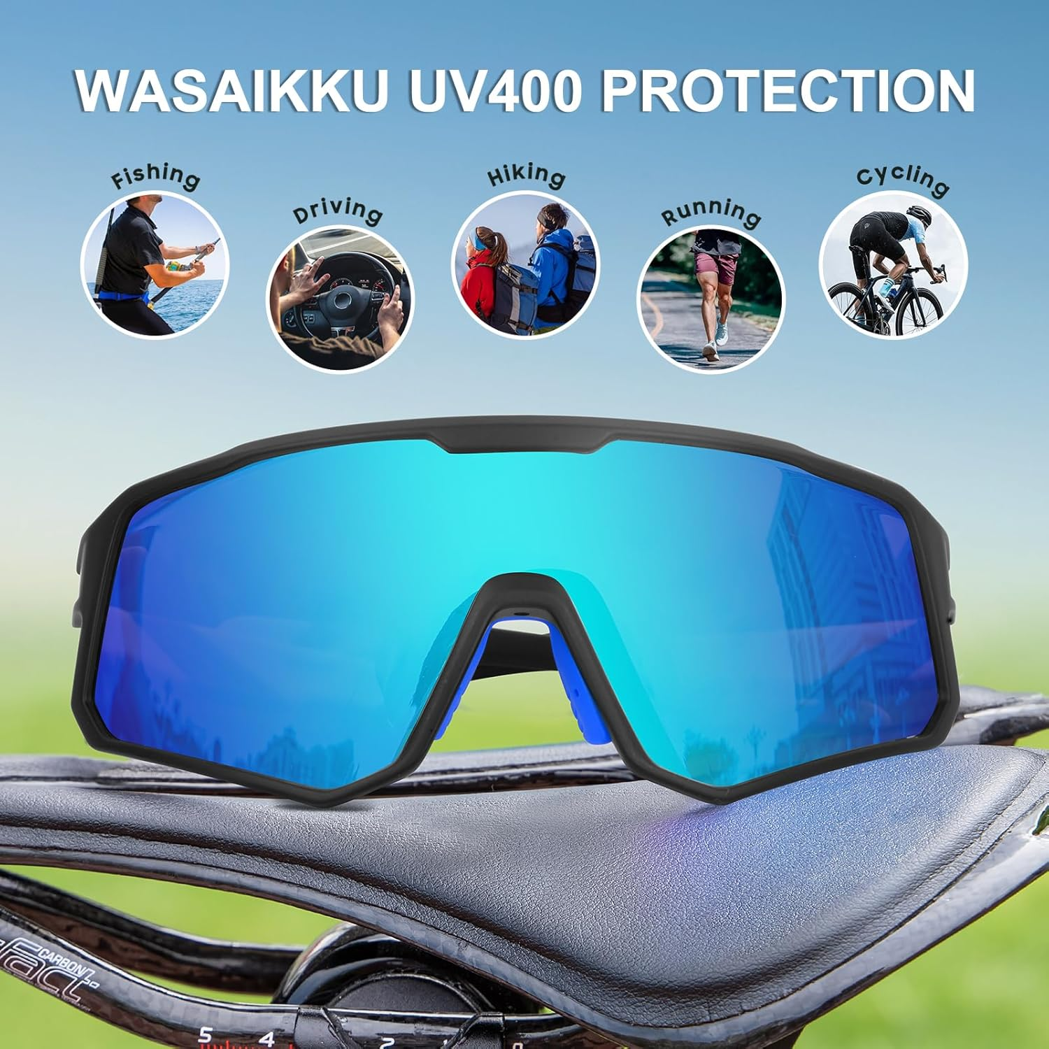 Polarized Sports Sunglasses for Men Women Driving Fishing Golf Cycling with UV400 Protection Outdoor Sun Glasses