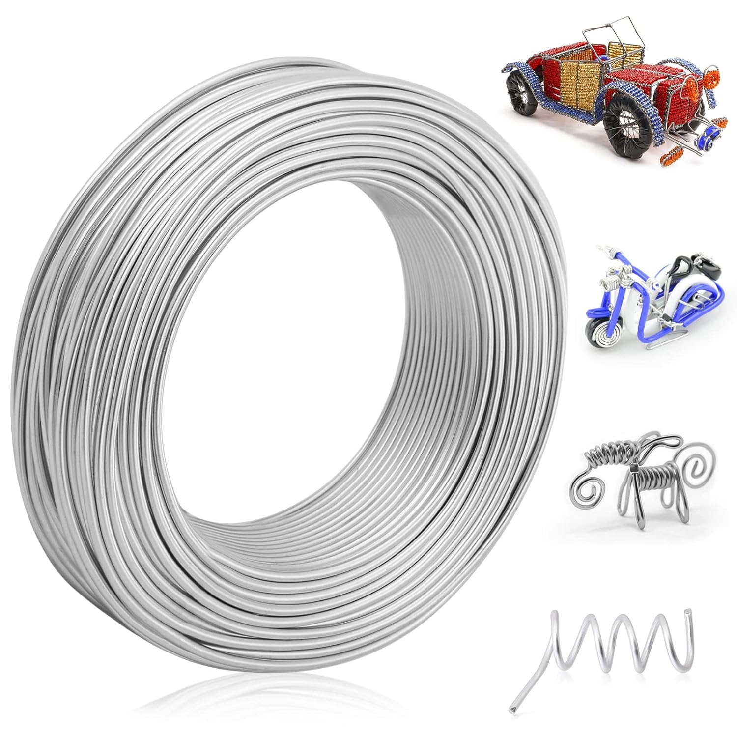 18 Gauge Aluminum Craft Wire Jewelry Making, 328 FT Metal Wire Armature Bendable Wire for Bonsai Trees, Sculpting, DIY Crafts Beading Floral (Silver, 1 Mm Thickness)