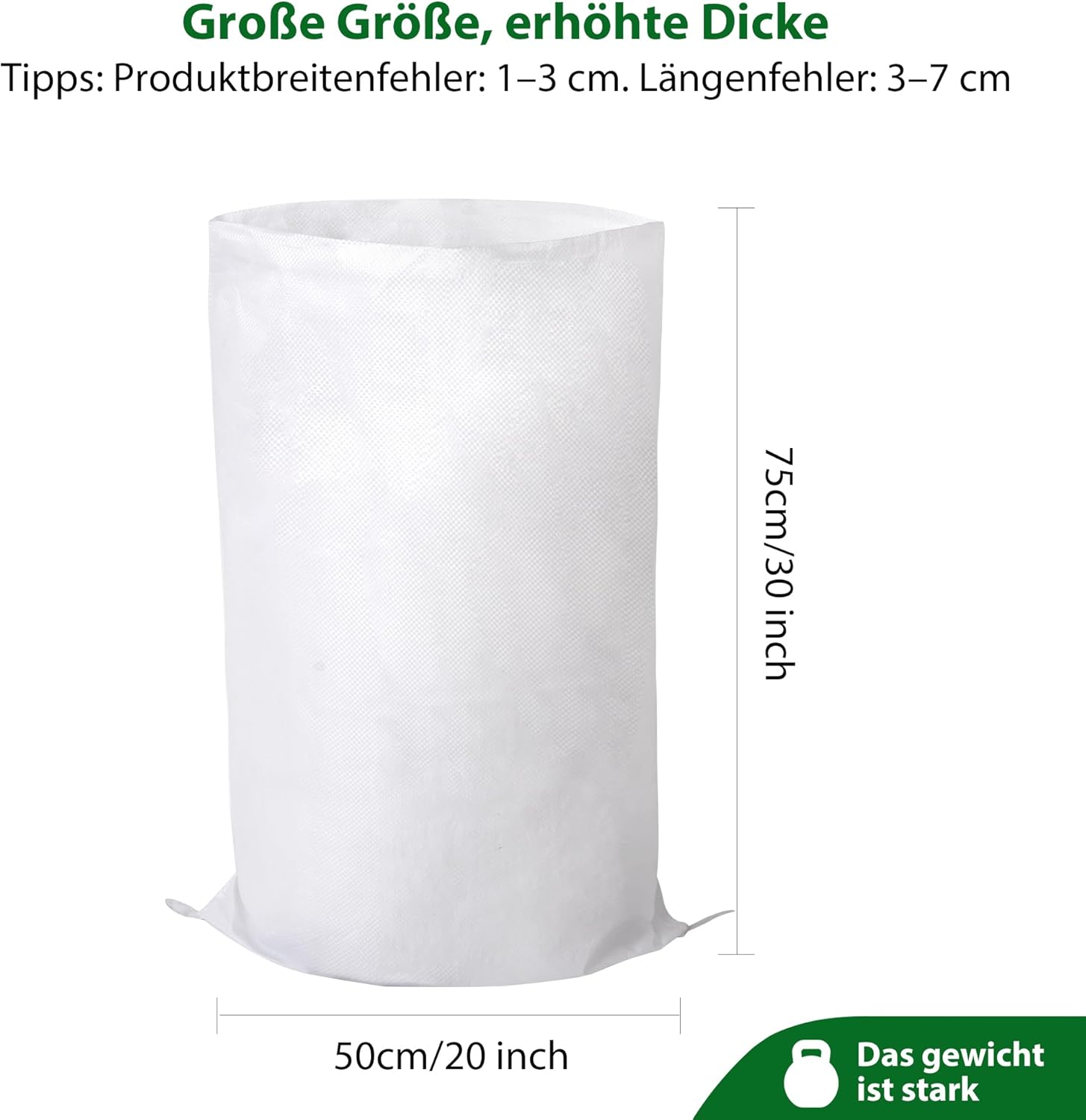 Sand Bags, Heavy Duty Woven Gravel Bags,50 X 75CM Sacks,Used for Flood Control, Builders Garden Waste,Grain Storage and Cargo Handling (20) image number 6