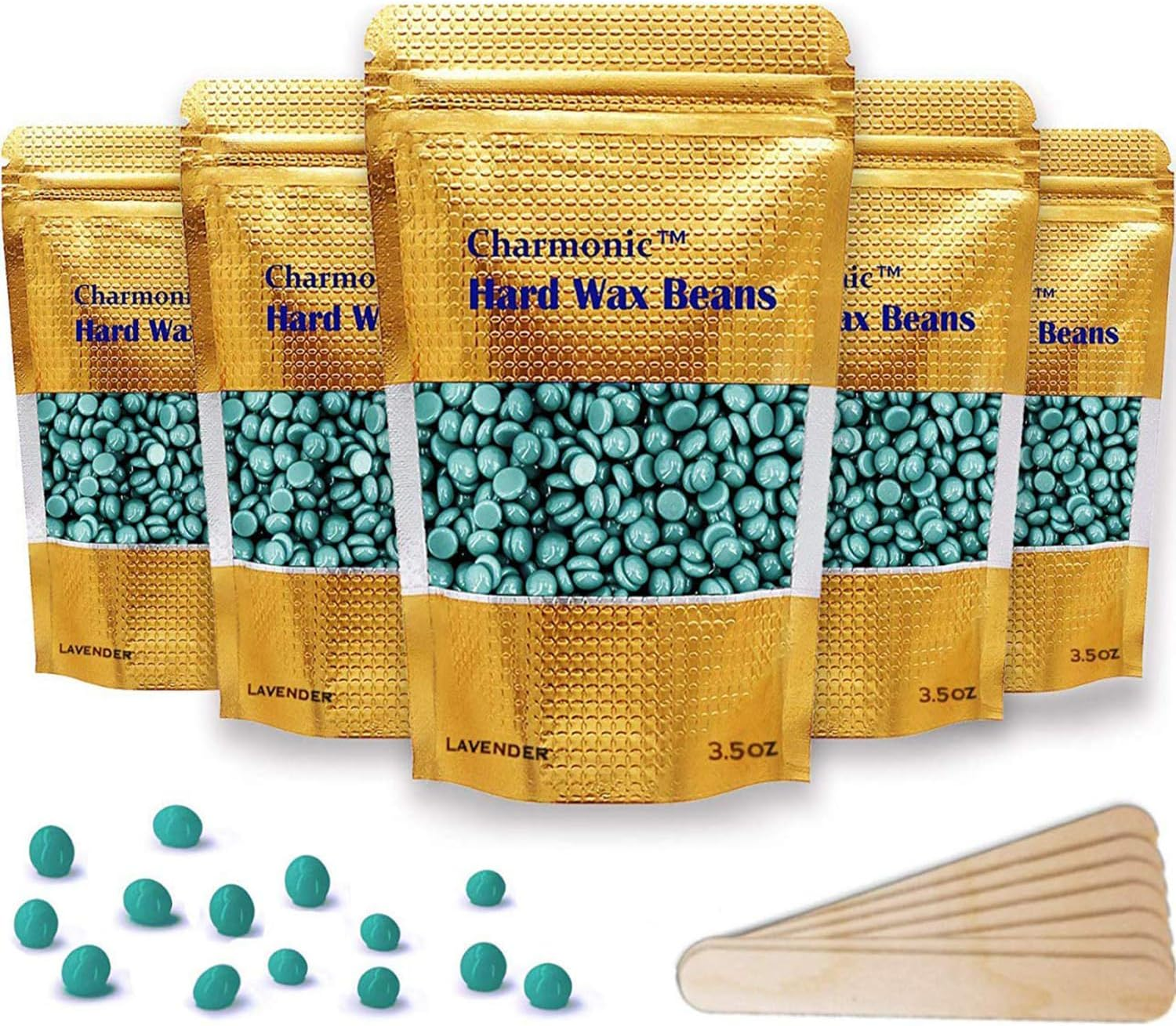 2.2Lb/1000G Wax Beads, Hard Wax Beads, Hard Wax Kit for Legs, Underarm, Face, Eyebrow, Bikini, and Brazilian Hair Remover, Women and Men Hair Removal Wax Beans for Wax Warmers Include 50 Waxing Sticks