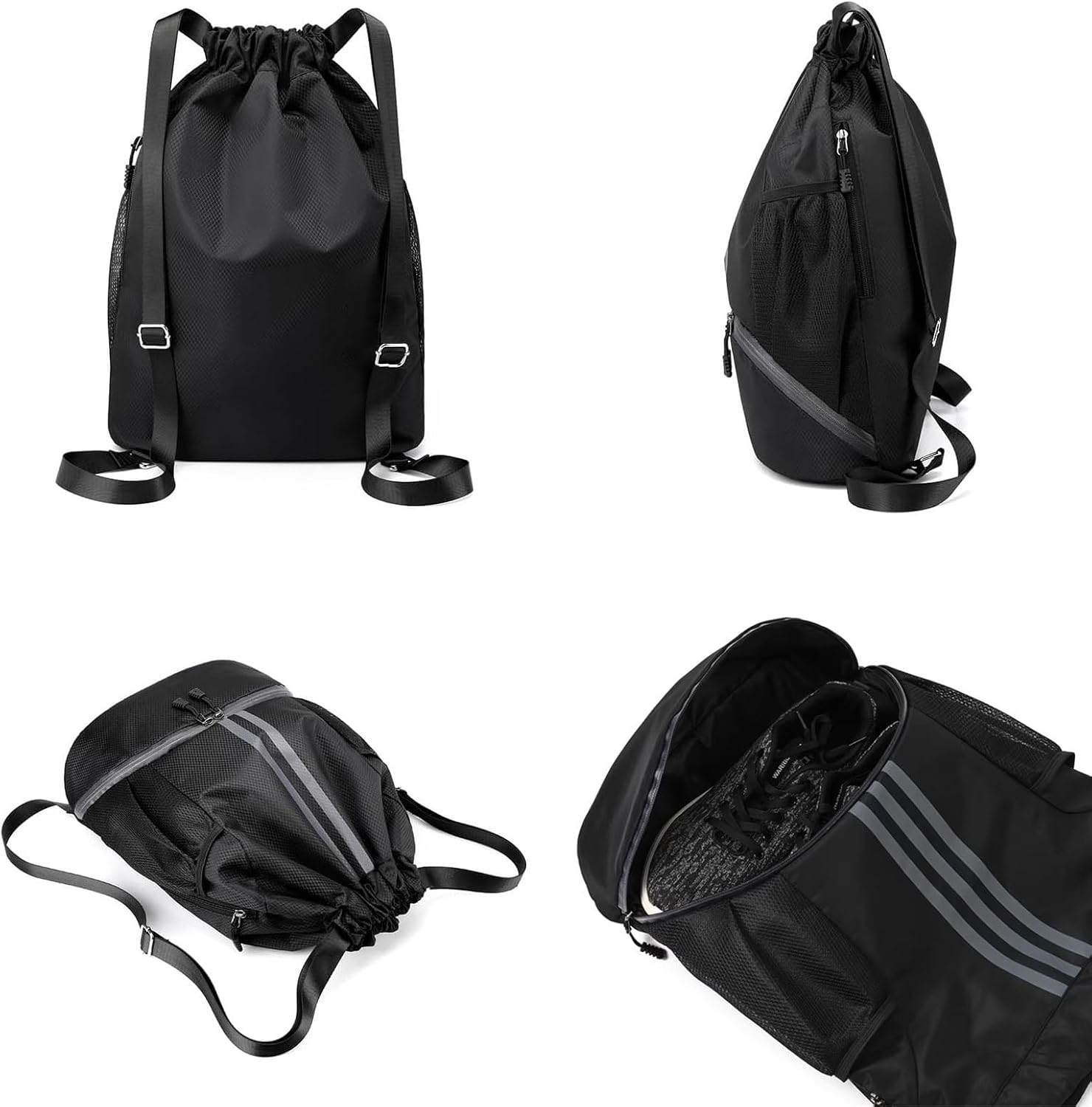 Soccer Bags, Drawstring Backpack Gym Bag with Shoe Compartment and Mesh Pockets for Soccer Basketball Volleyball Football Sports Gym image number 1