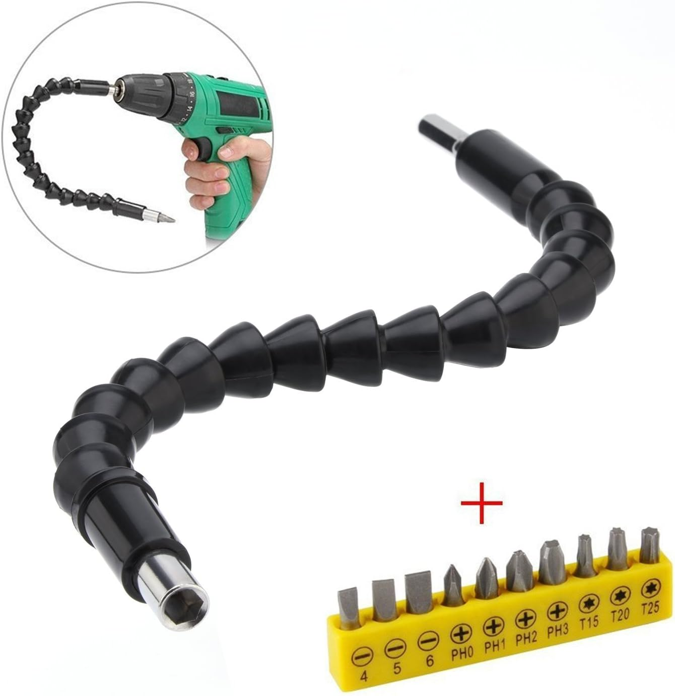 Yosoo Flexible Shaft Bits Extention Screwdriver Drill Bit Holder Connecting 290Mm (With Drill Bit Set) - Pack Of 2 image number 5