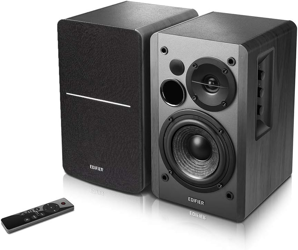 Edifier【Upgraded】 R1280Dbs Active Bluetooth Bookshelf Speakers - Optical Input - 2.0 Wireless Studio Monitor Speaker - 42W RMS with Subwoofer Line Out - Black