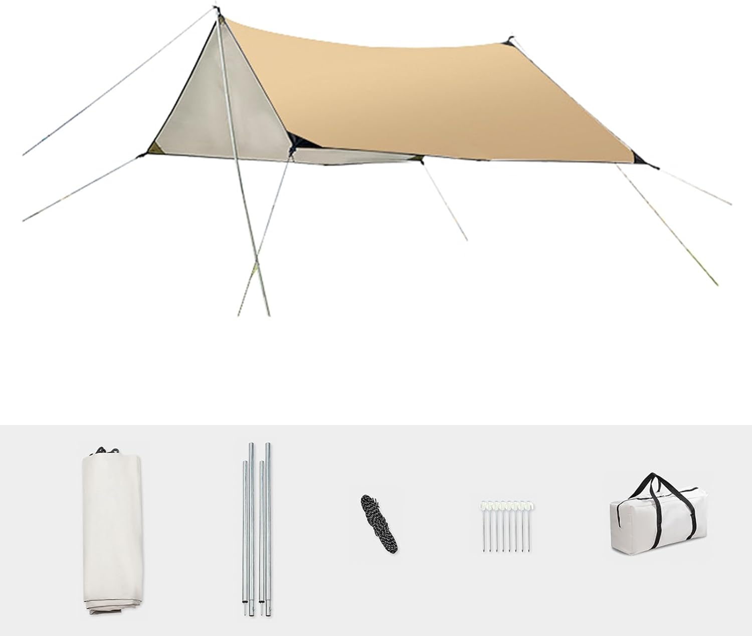 Lvpradior Tent Tarp Waterproof 3X3M/3X4M, Portable Camping Waterproof Tarp Rain Fly Windproof Snowproof Anti-Uv Awning Canopy, for Camping, Travel, Outdoor, Hammock (3 * 3M)