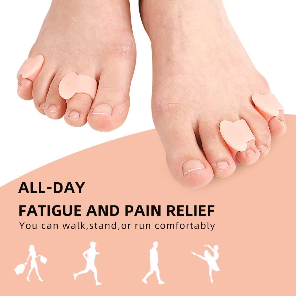 5 Pair Pinky Toe Separators, Little Toe Spacers Relieve Pain from Friction and Pressure Foot Care Tool (Beige) - Beige image number 3