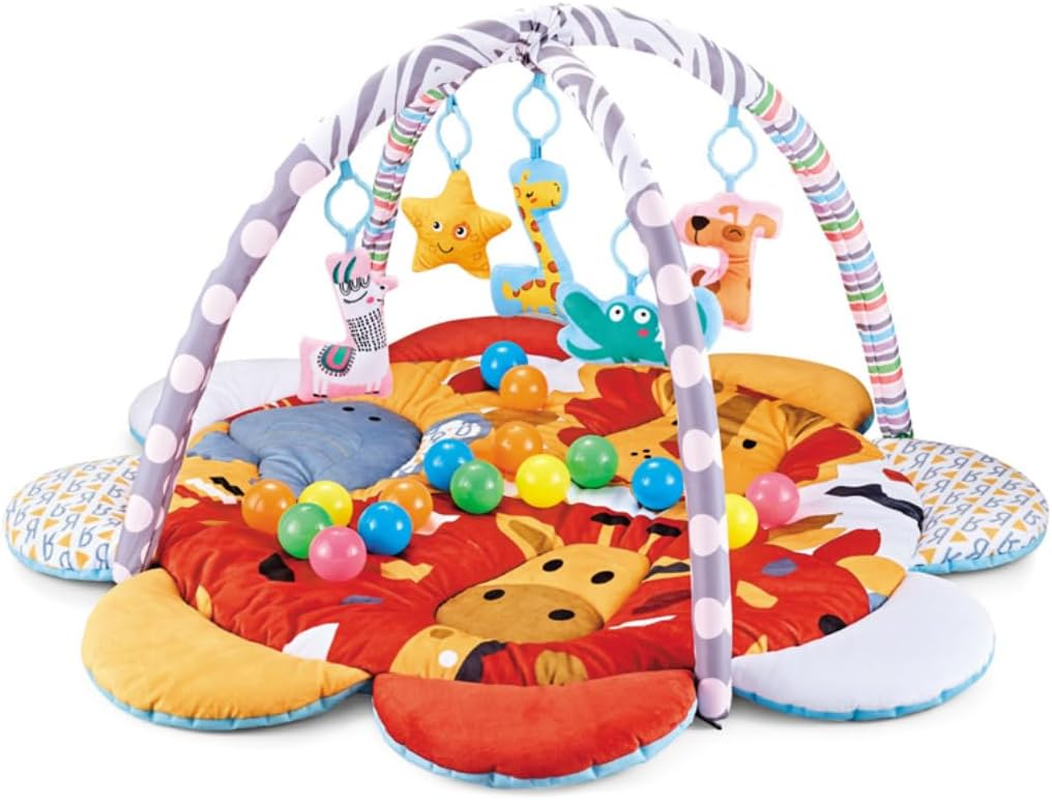 Baby(Giraffe) Play Mat with 20 Ocean Balls Soft Padded Activity Gym for Tummy Time| Colorful Animal Theme &ndash; for Infants and Toddlers image number 1