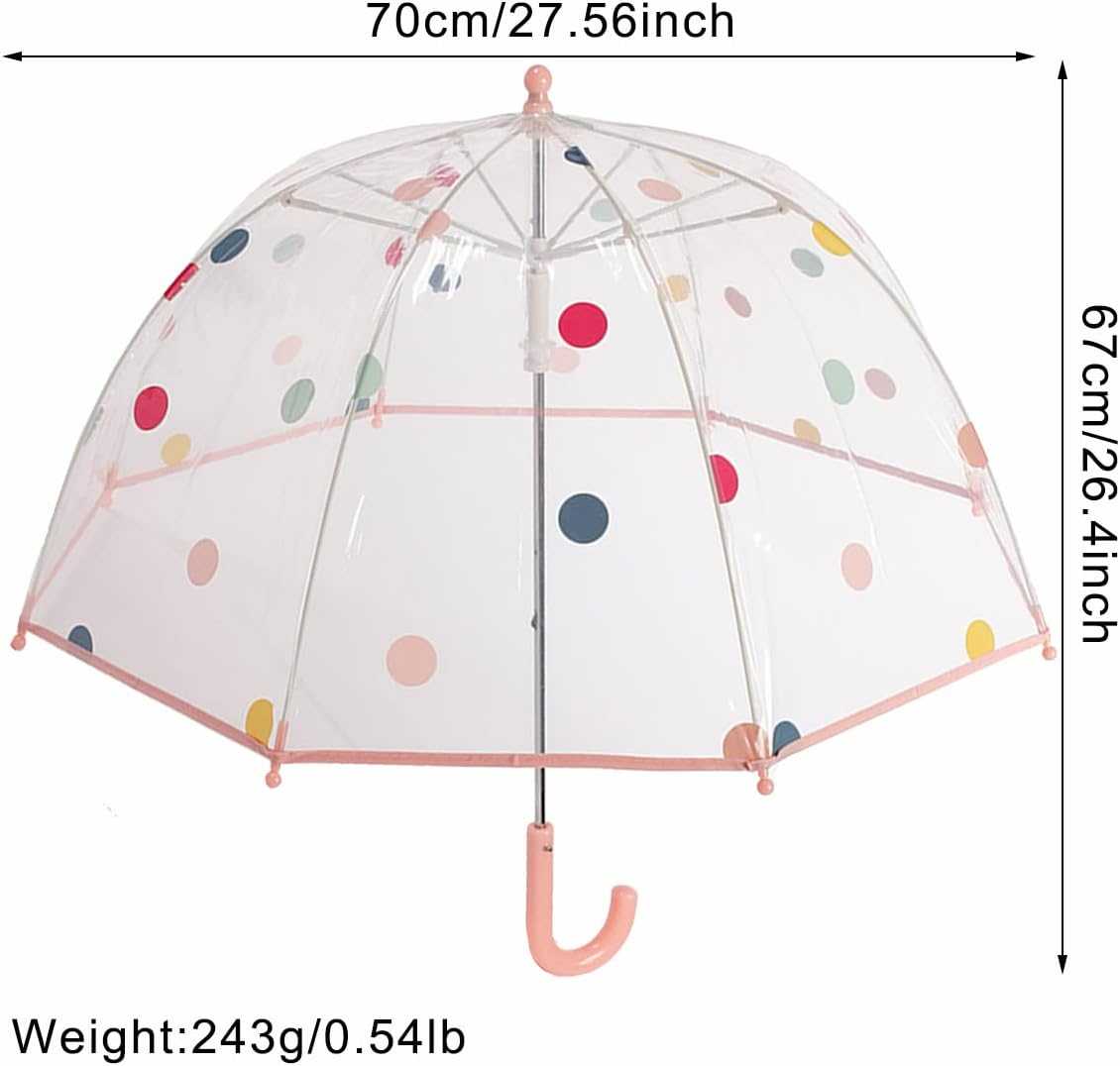 Threeh Kids Dots Bubble Umbrella with Easy Grip Handle 8 Shatterproof Fiber Ribs 28 Inch Extended Canopy Great Birthday Party Christmas - White image number 7