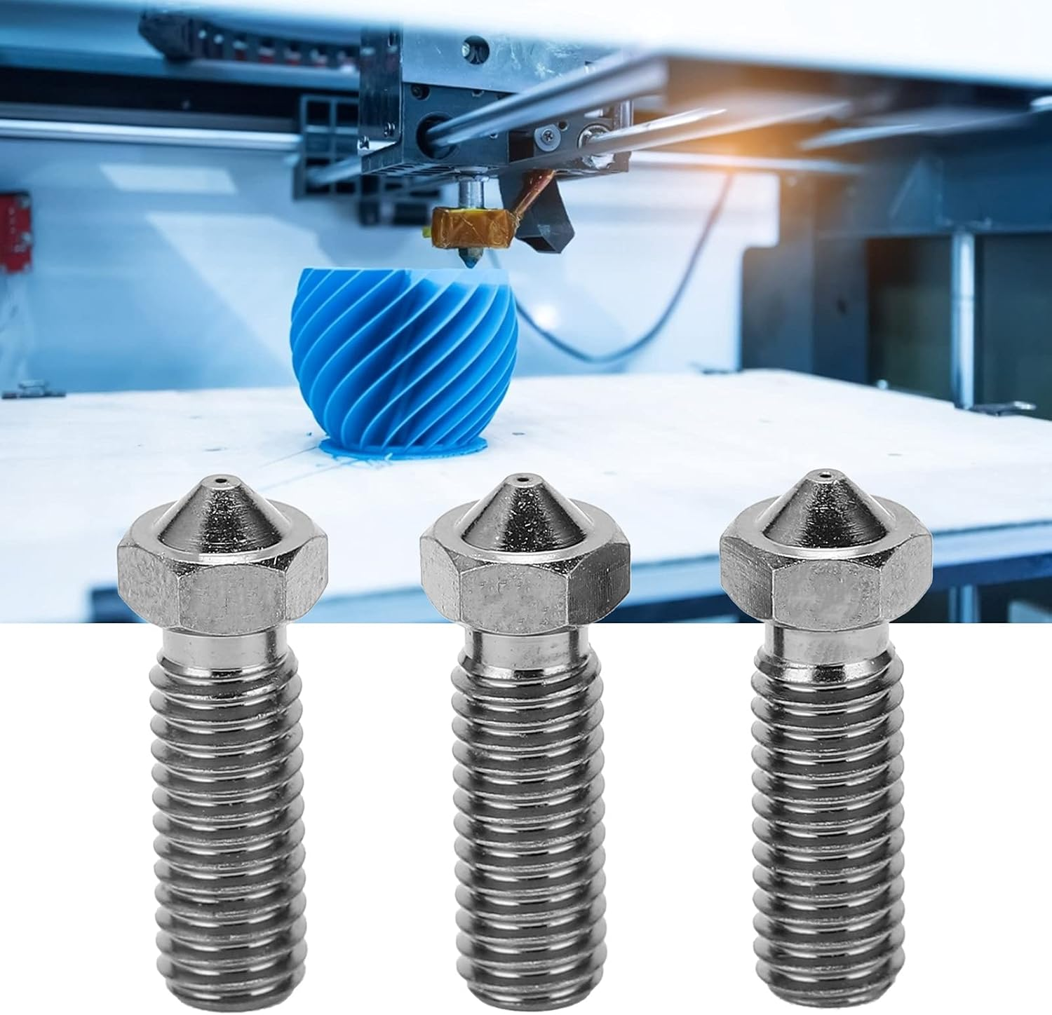 3Pcs Hardened Steel Volcano Nozzle High Temperature 3D Printing Extruder Print Head 1.75Mm M6 Compatible with Hotend Accessories (0.6Mm)