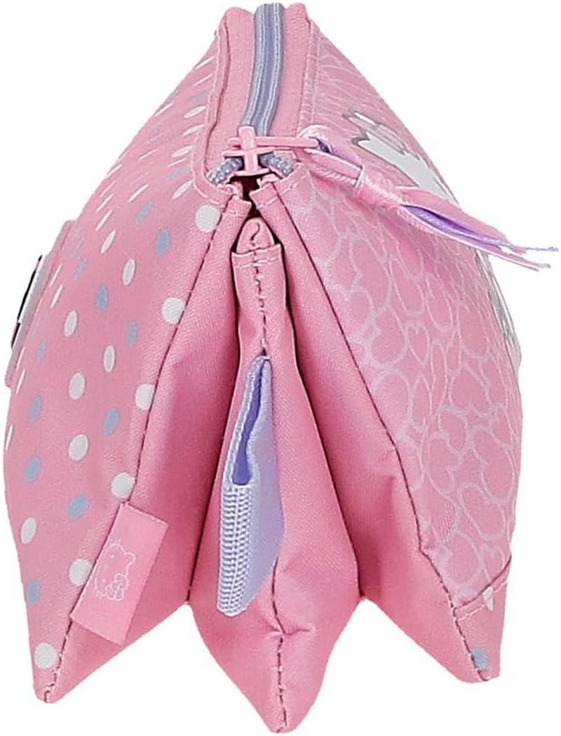 Hello Kitty Hearts & Dots Triple Pencil Case Pink 22X12X5Cm Polyester L, Pink, Triple Case, Pink, Triple Case