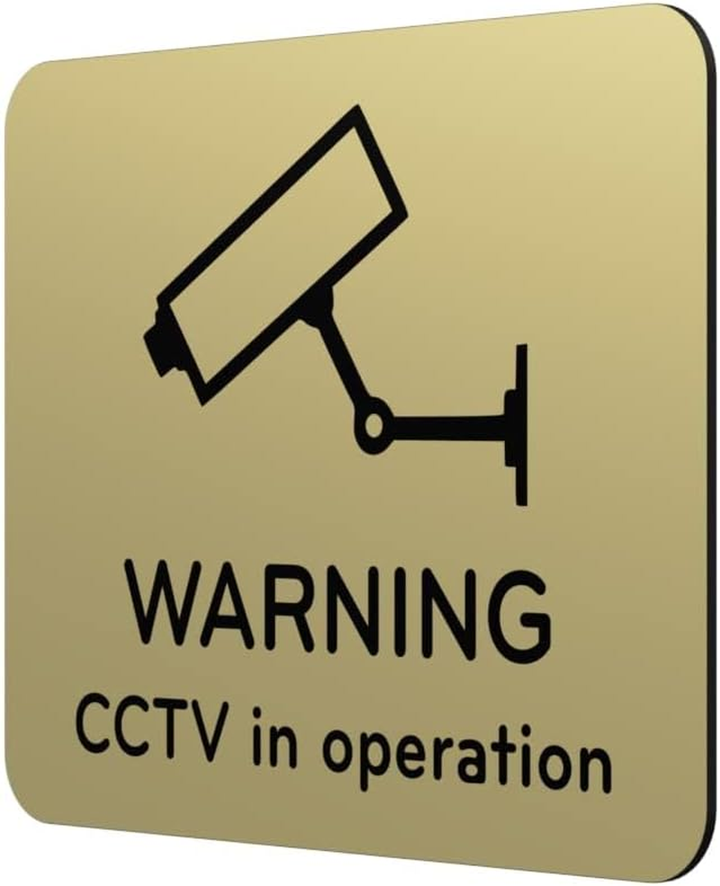 Warning CCTV in Operation Sign - Notice for Indoor or Outdoor Use, Waterproof, with Adhesive Back. Choice of Colours. Clear, Easy to Read Text. Display Warning Notice. (GOLD) image number 6