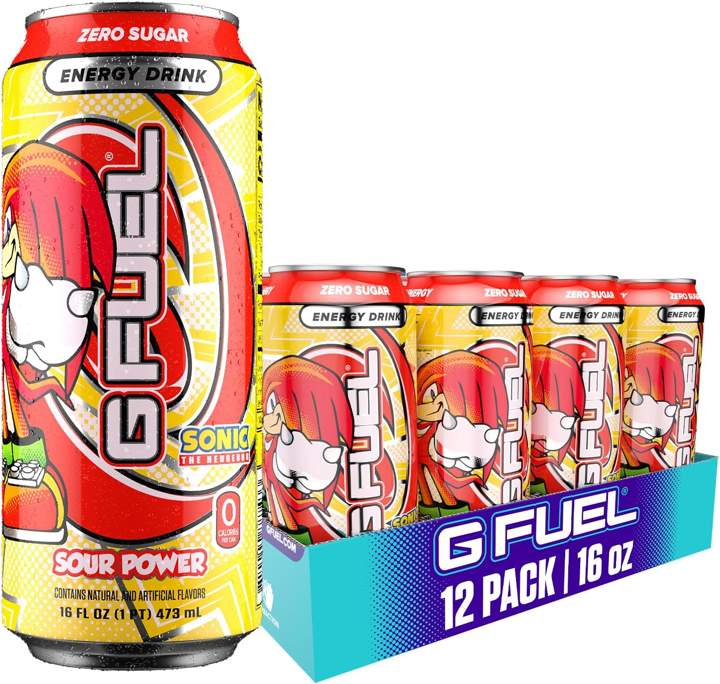 G Fuel Knuckles Sour Power Zero Sugar Raspberry Candy Flavoured Energy Drink 473 Ml (Pack of 12) image number 3