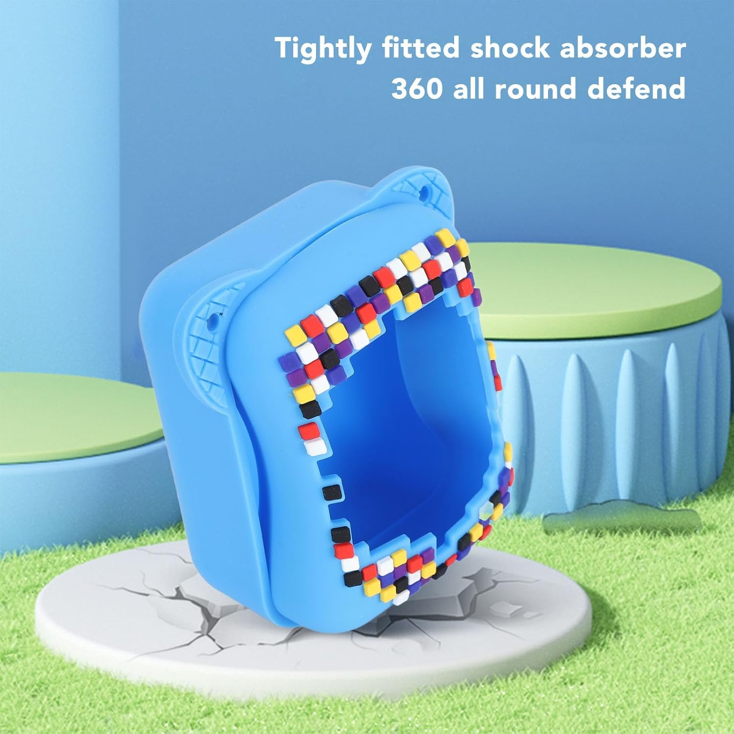 Silicone Cover Case for Bitzee Interactive Toy Digital Pet, Scratch Resistant Electronic Pets Travel Storage Bag with Lanyard, Perfect Holiday Girls & Boys (Blue) - Green image number 3