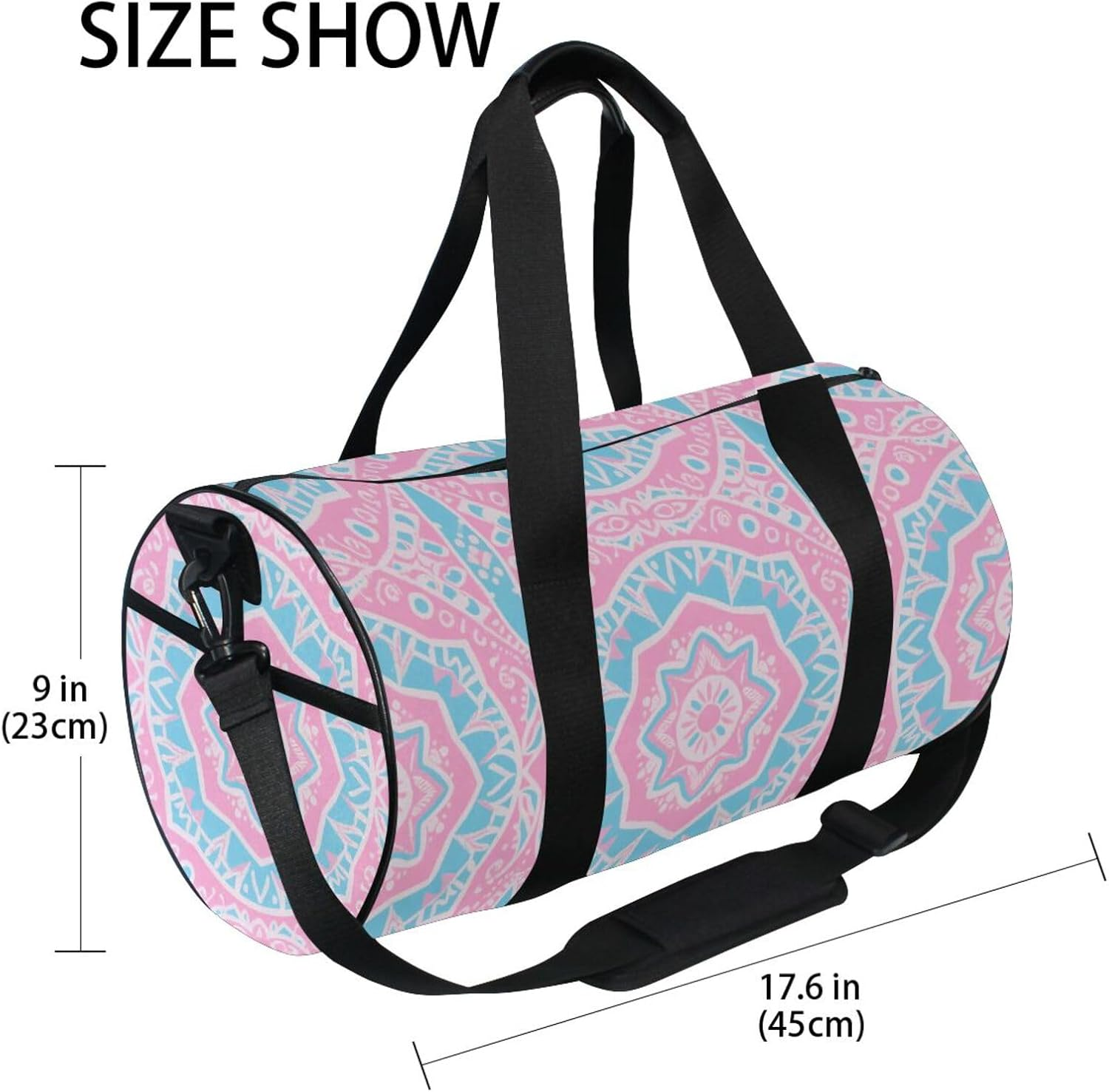 Boho Pink Blue Vintage Flowers Luggage Travel Bag Gym Carry on Duffel Bags Hiking Large Capacity image number 2