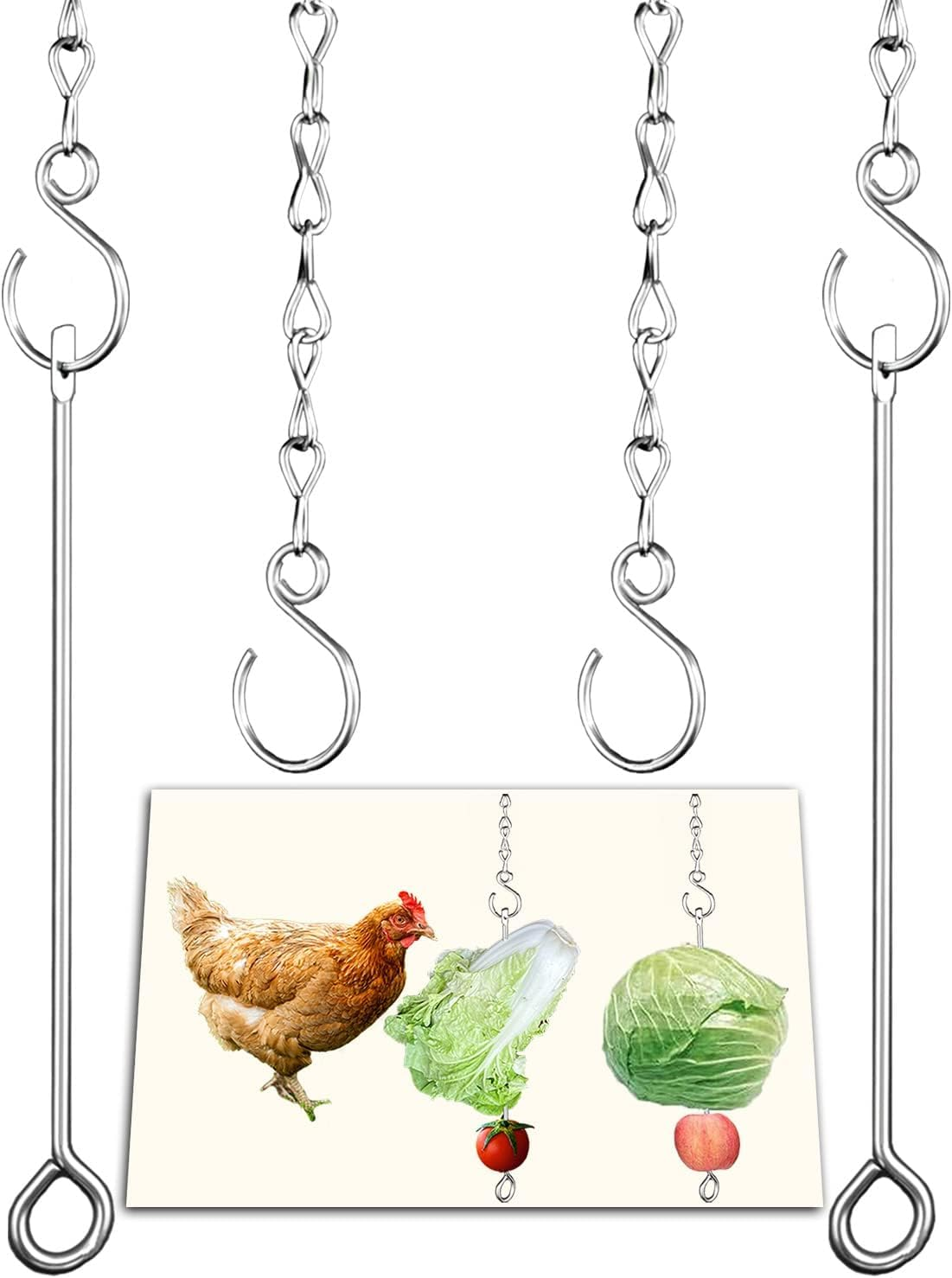 Chicken Vegetable Hanging Feeder Toy for Hens Pet Chicken Veggies Skewer Fruit Holder for Hens Large Bird image number 3