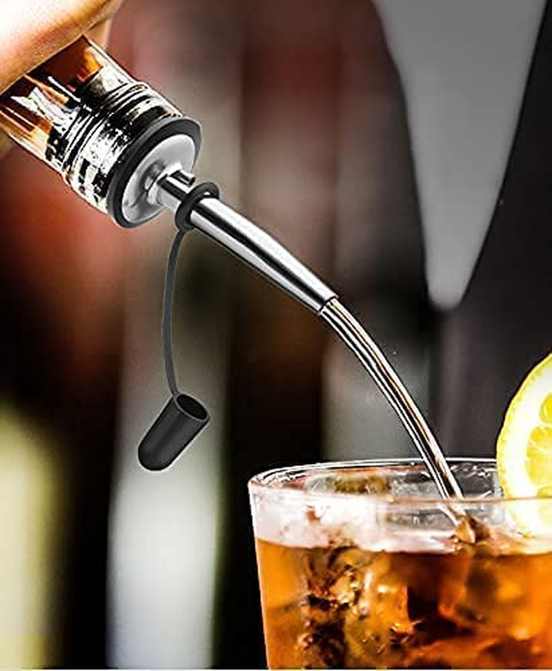 Wine Bottle Pourer 6 Piece Stainless Steel Wine Bottle Pourer with Rubber Dust Cap Conical Spout, Quick Pourer Olive Oil Bottle Conical Spout Pourer, Classic Bar Accessories Wineware Parts (With Cleaning Brush and Folding Funnel) image number 4