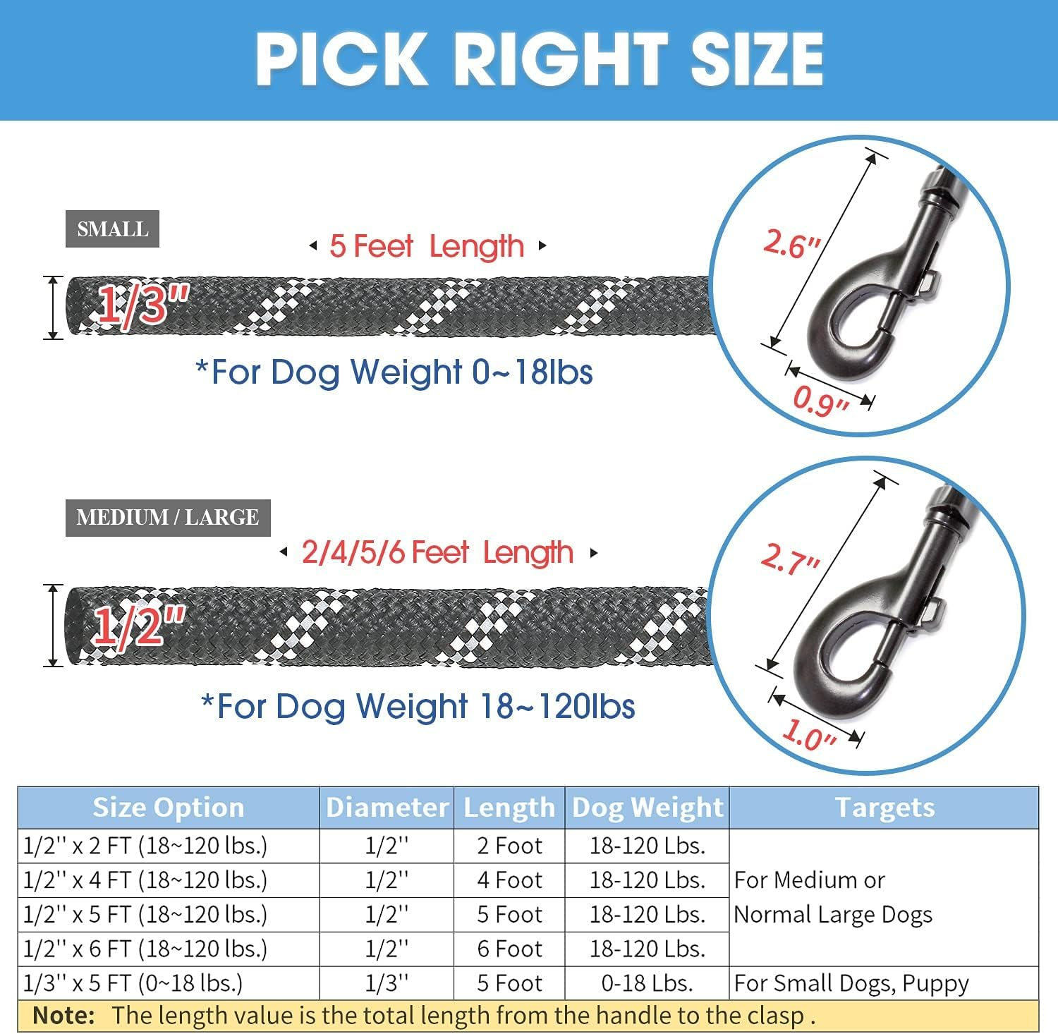 Catchu Durable Dog Leash with Hook, Reflective Design for Night Safety, Comfortable and Long-Lasting -Black image number 1