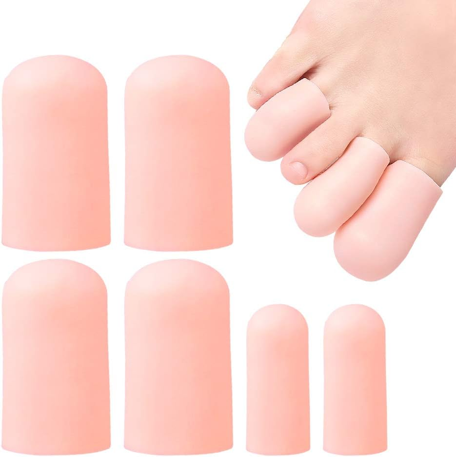 Toe Cushion Tubes Sleeves Soft Gel Corn Pads Protectors for Friction Pain Relief Foot Care Tool Finger Protect (Large X 4Pcs+Small X 4Pcs, Beige) - Beige image number 4