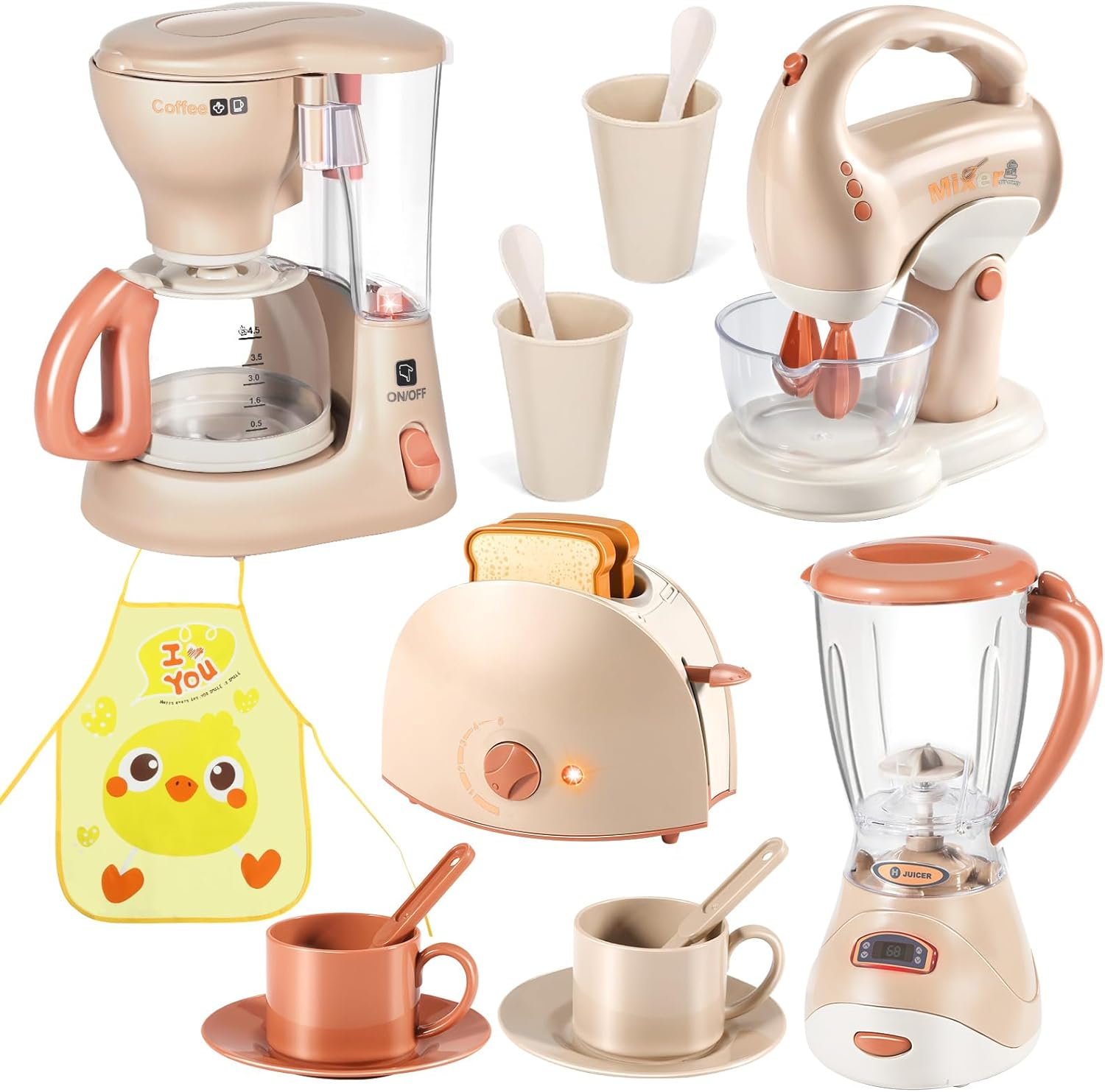 Play Kitchen Set with Coffee Maker, Mixer, Toaster and Blender and Accessories,Kids Toys for Age 3+ ,Boys Toys and Girls Toys image number 5