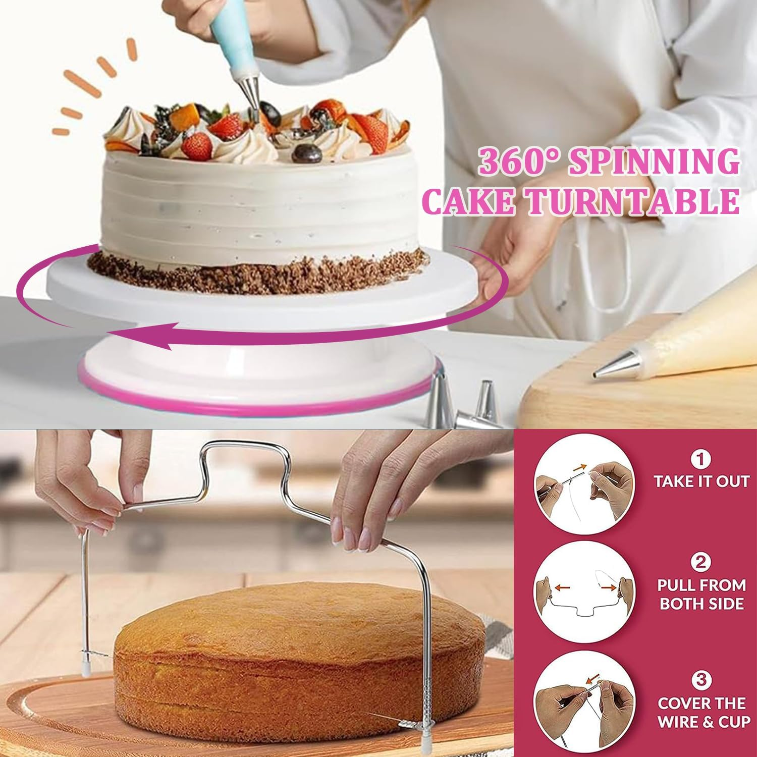 Cake Decorating Kit,35Pcs Cake Decorating Supplies with Cake Turntable,Icing Tips, Modeling Tools,Icing Smoothers, Pastry Bags and Other Cake Decorating Accessories for Beginners image number 1