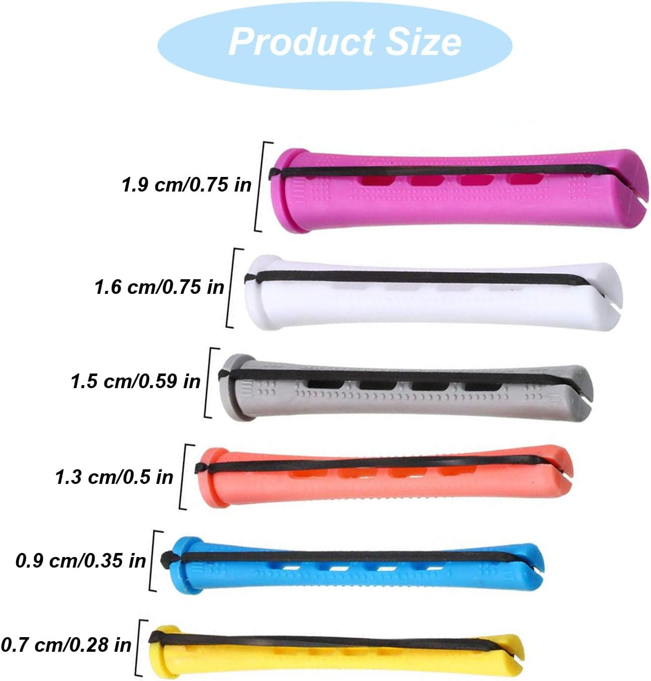 60 Pcs Hair Perm Rods Set Short Plastic Perming Rods Cold Wave Rods, 6 Sizes Hair Curling Rollers Hairdressing Tools with Tail Comb Steel Pintail Hair Comb for Hairdressing Hair Styling image number 1