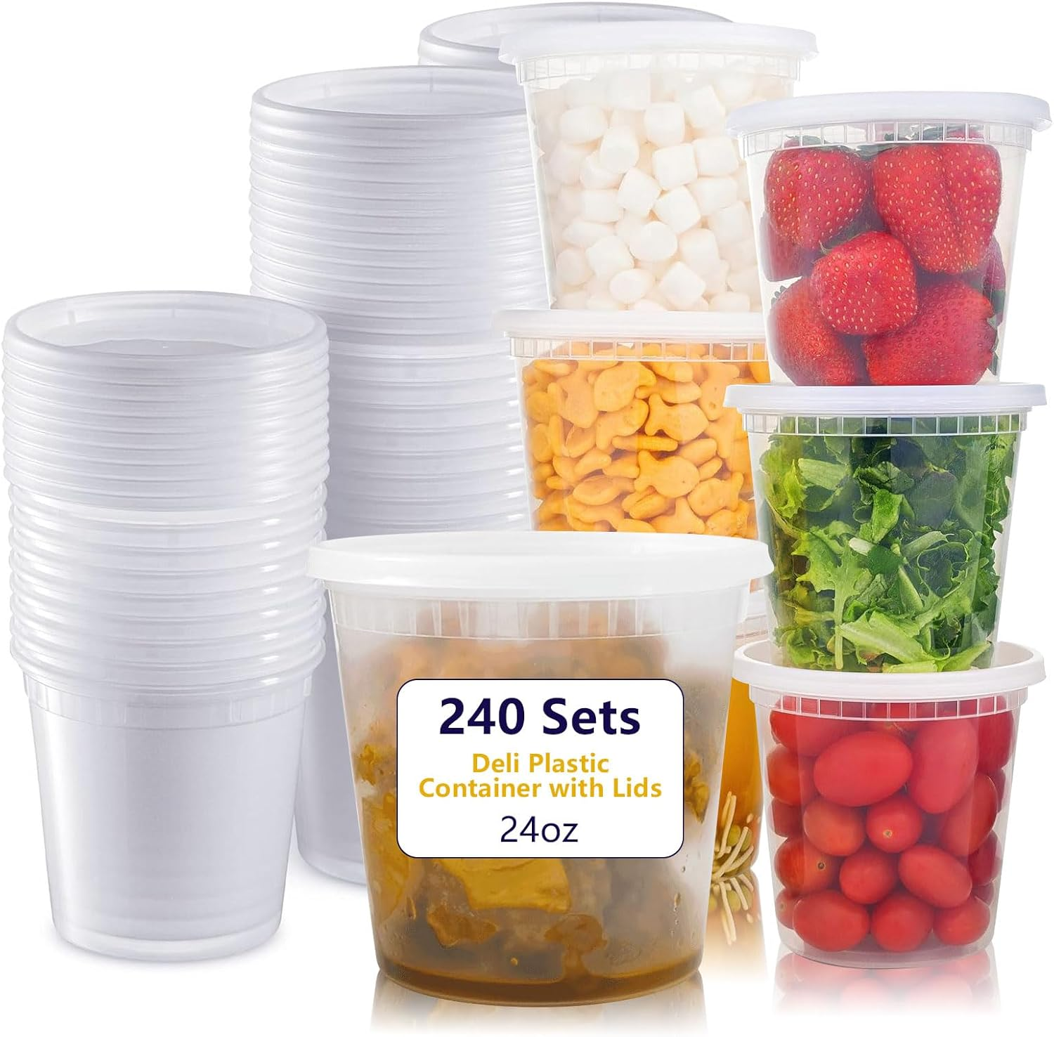 240-Pack 24 Oz Plastic Deli Containers with Lids - Leakproof, Bpa-Free Food Storage Containers with Lids - Microwave, Freezer & Dishwasher Safe - Ideal for Restaurants, Catering, and Large Families image number 2