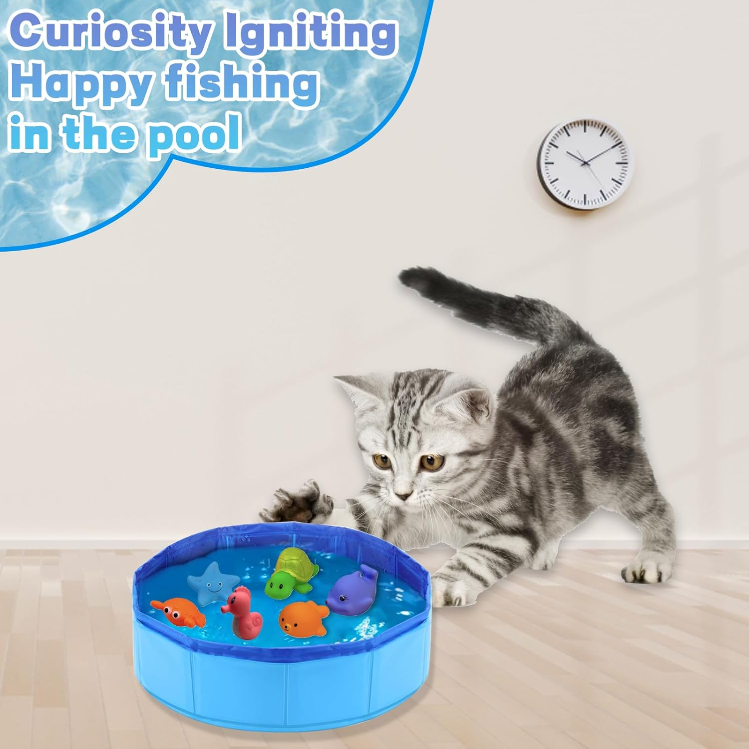 Cat Pool, 30 X 10 Cm Non-Slip Cat Tub, Swimming Pool for Dogs and Cats in Summer, Mini Pool for Kittens and Puppies for Playing and Bathing (Blue)