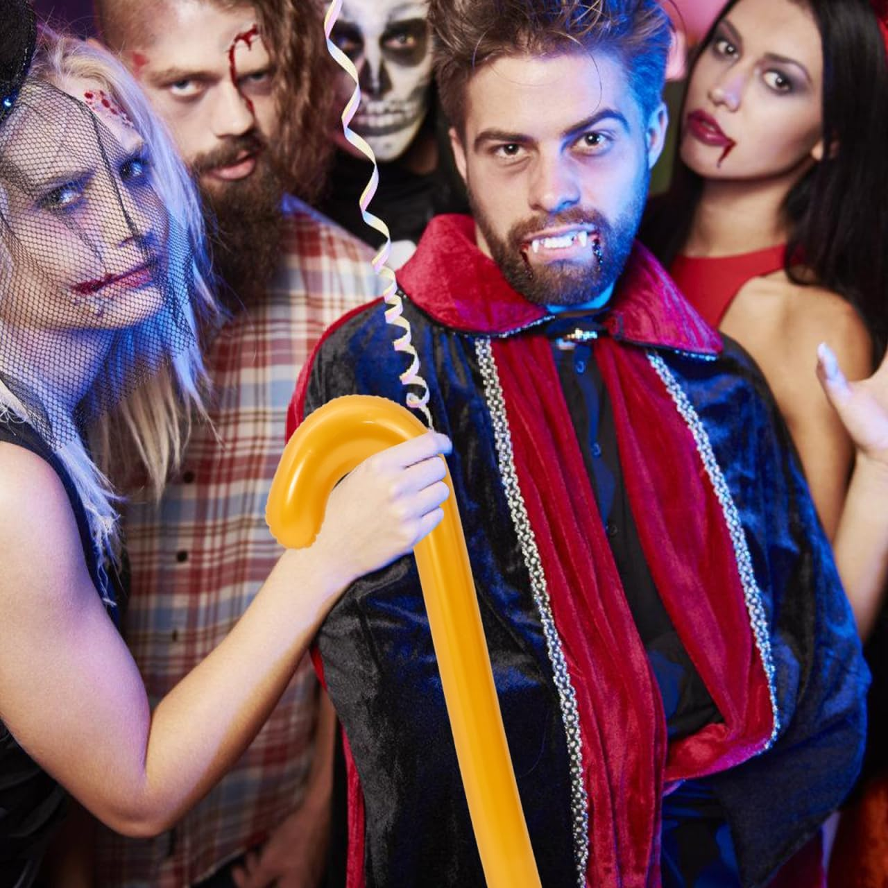 PRETYZOOM Halloween Inflatable Walking Stick, 35 Inch Blow-Up Giant Crutch Balloon for Elderly Cosplay Costume Accessory, Halloween Party Supplies image number 3