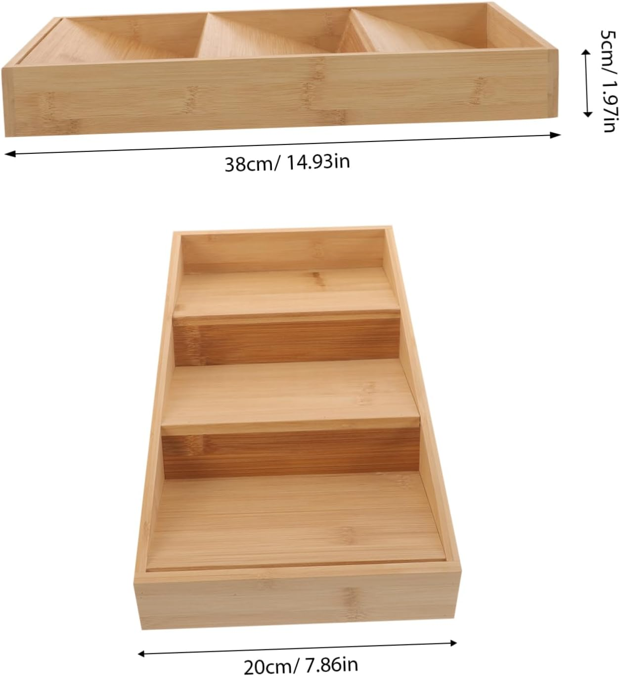 Hoement Bamboo Spice Rack 3-Tier Kitchen Organizer Spice Shelf for Seasoning Bottles Storage Countertop and Cabinet Condiment Holder image number 3