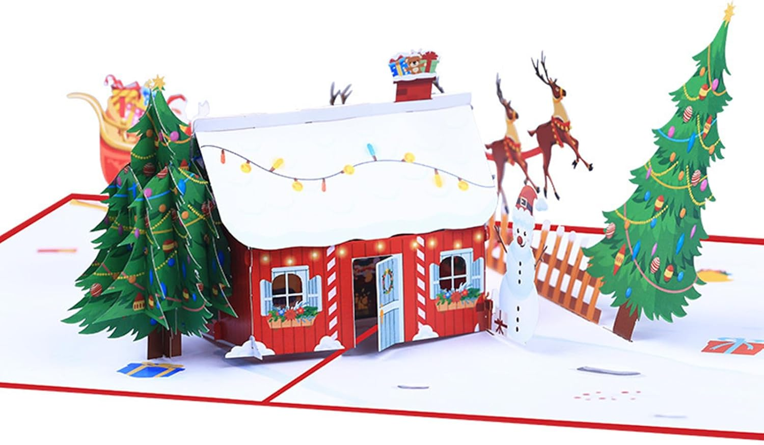 Pop up Christmas Cards 3D Chirstmas Gift Cards with Envelope for Xmas (House and Tree) image number 2