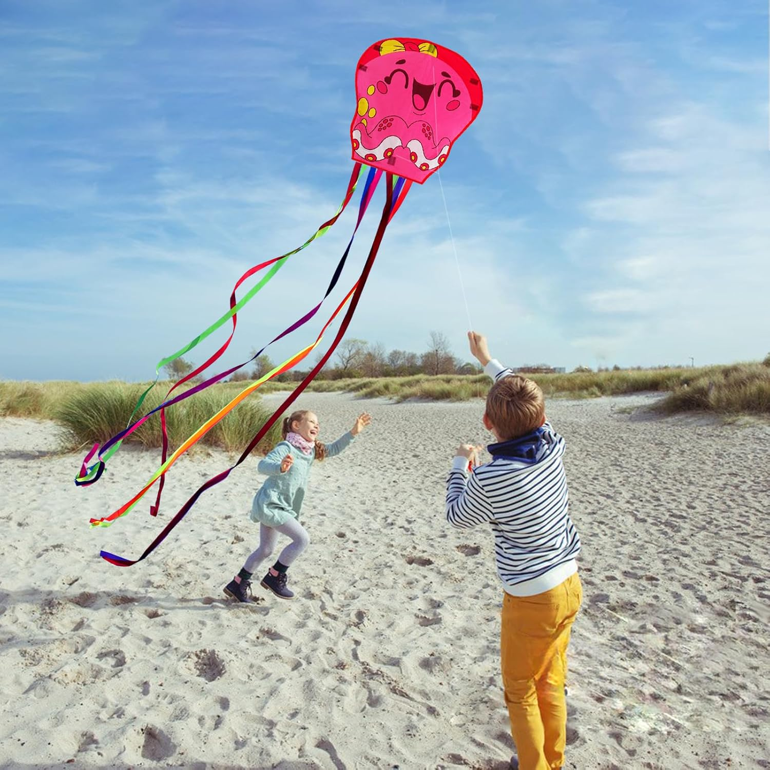 Touch the Sky 3 Packs Cartoon Octopus Kite for Kids and Adults, Easy to Fly, Exquisite Fabrics and Unique Structure Design, Excellent Outdoor Games and Activity Toys, Suitable for Beginners (Style 2) image number 5