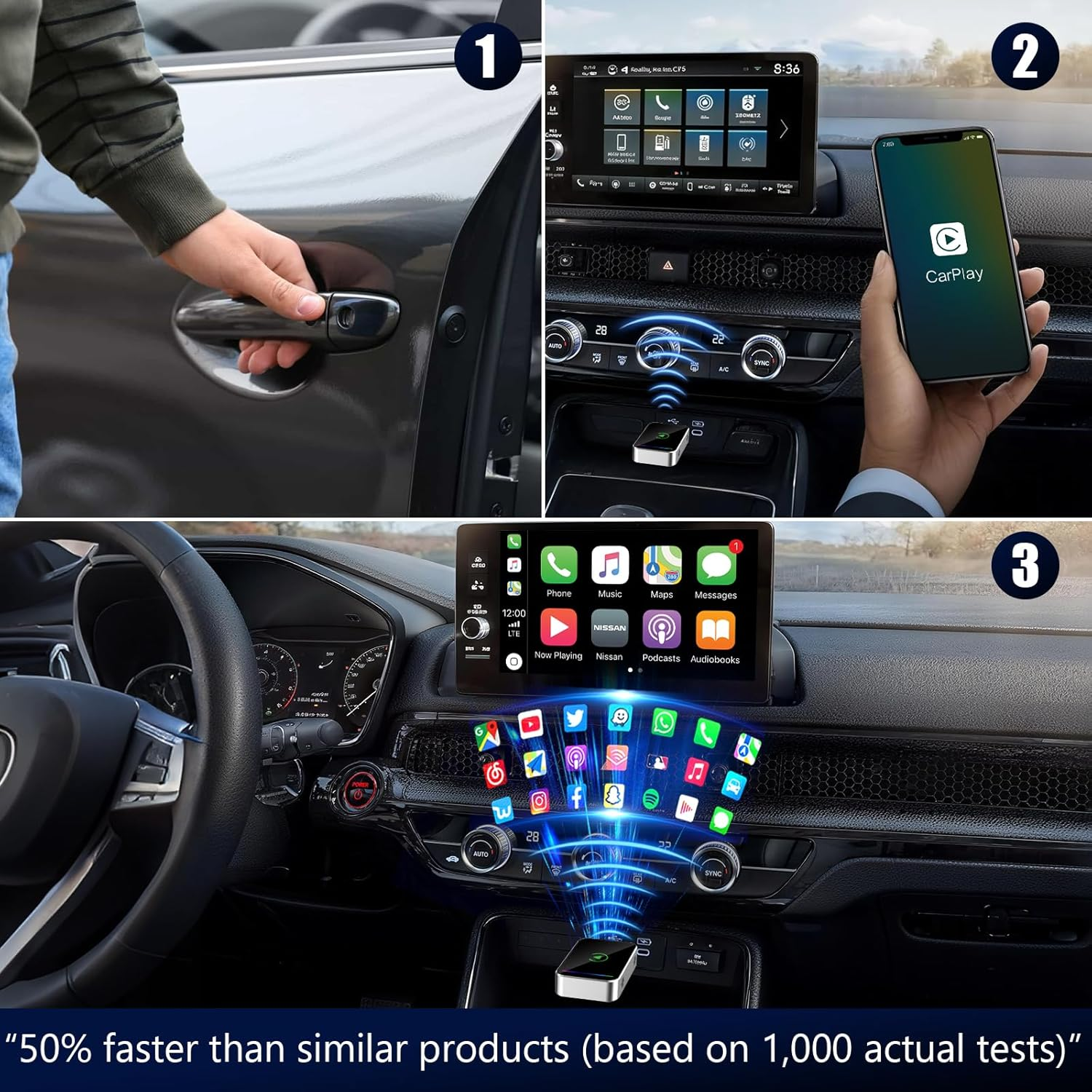 Wireless Carplay Adapter,Wireless Carplay&Android Auto Adapter,Android for Carplay-3S Auto-Connect with Heat Dissipation, Compatible with Cars with Built-In Carplay/Android Auto