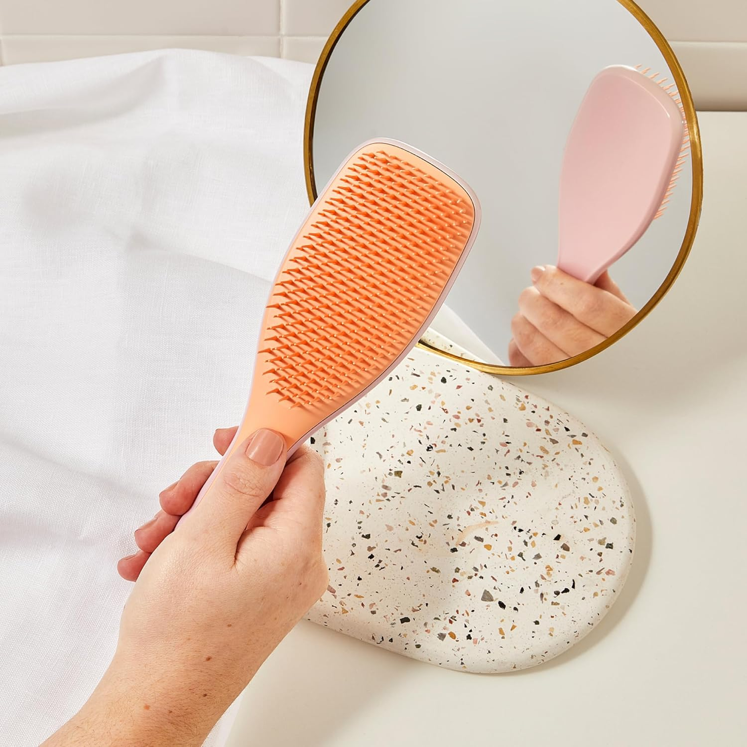 Tangle Teezer | the Mini Ultimate Detangler Hairbrush |Gentle on Wet Hair | Two-Tiered Teeth & Comfortable Handle | Ideal for Kids and Travel | Reduces Knots & Breakage | Salmon Pink & Apricot