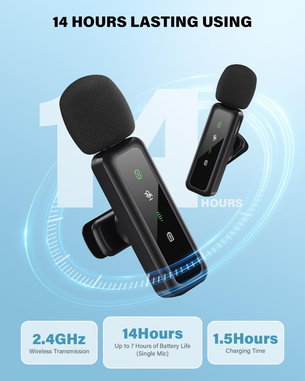 Wireless Lavalier Microphone for Iphone, Ipad, Android, Mini Microphone with Noise Reduction and HD Sound for Vlogging, Youtube, Tiktok and Podcasting image number 1