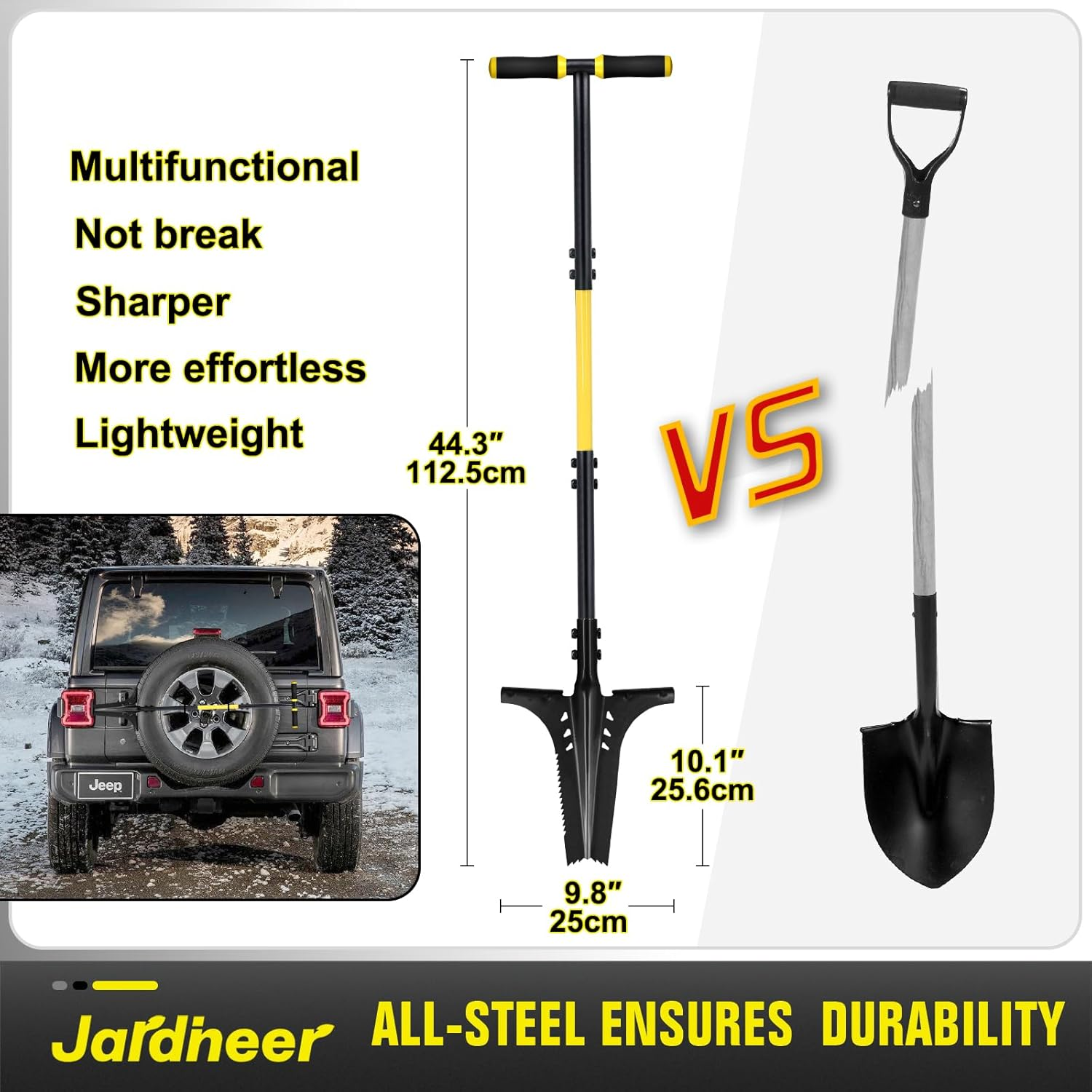 Jardineer Garden Shovels for Digging with Long Handle, Root Shovel for Cutting Roots with Comfortable Grip image number 3