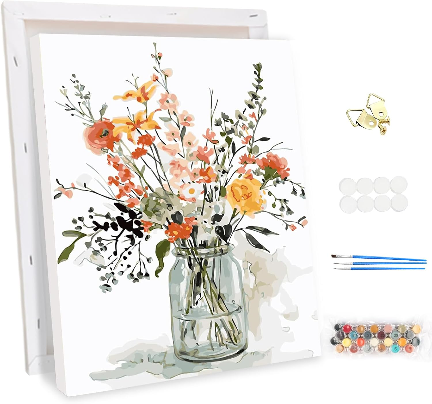 MEIYUDA DIY Paint by Numbers for Adults with Frame Flower, Paint by Numbers Kits Butterfly, Arts and Crafts for Beginner, Paint by Numbers Acrylic Pigment Drawing Paintwork Wall Art 30X40Cm