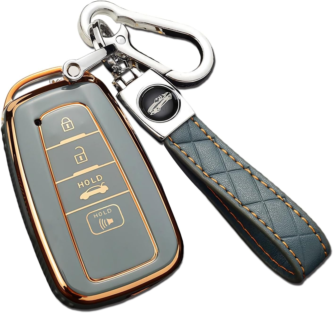 Toyota Camry RAV4 Highlander Corolla Avalon C-HR Prius GT86 Key Fob Cover, Premium Soft TPU 360 Degree Protector, Gray