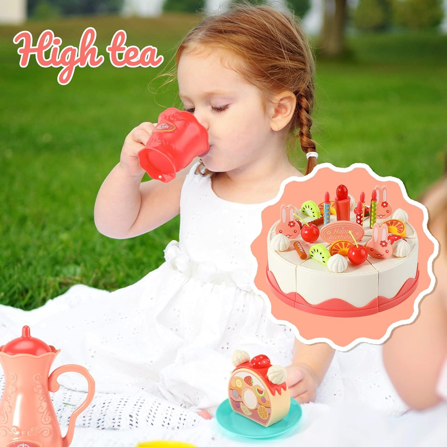 83 PCS Pretend Play Food Set - Cake Food Toy Pretend Cutting Play Cake Desserts Ice Cream and Donuts Food Toys - Birthday Gifts Toy Set for Boys Kids Girls image number 6