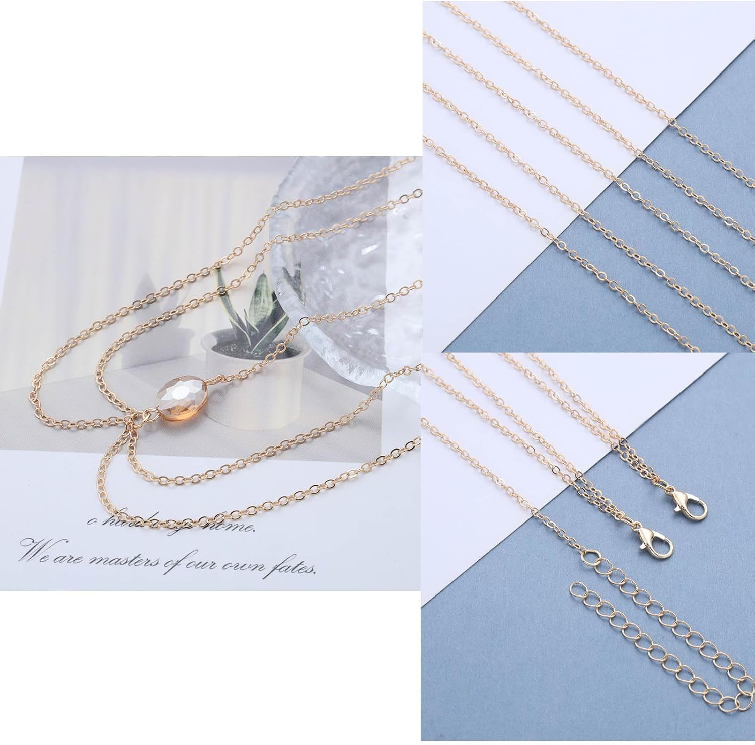 Tseenyi Layered Chain Forehead Headband Gold Chains Head Chain Multilayer Tassel Head Chains Hair Fashion Crystal Pendant Hair Accessories Layered Fringe Forehead Hair Accessories Headband image number 3