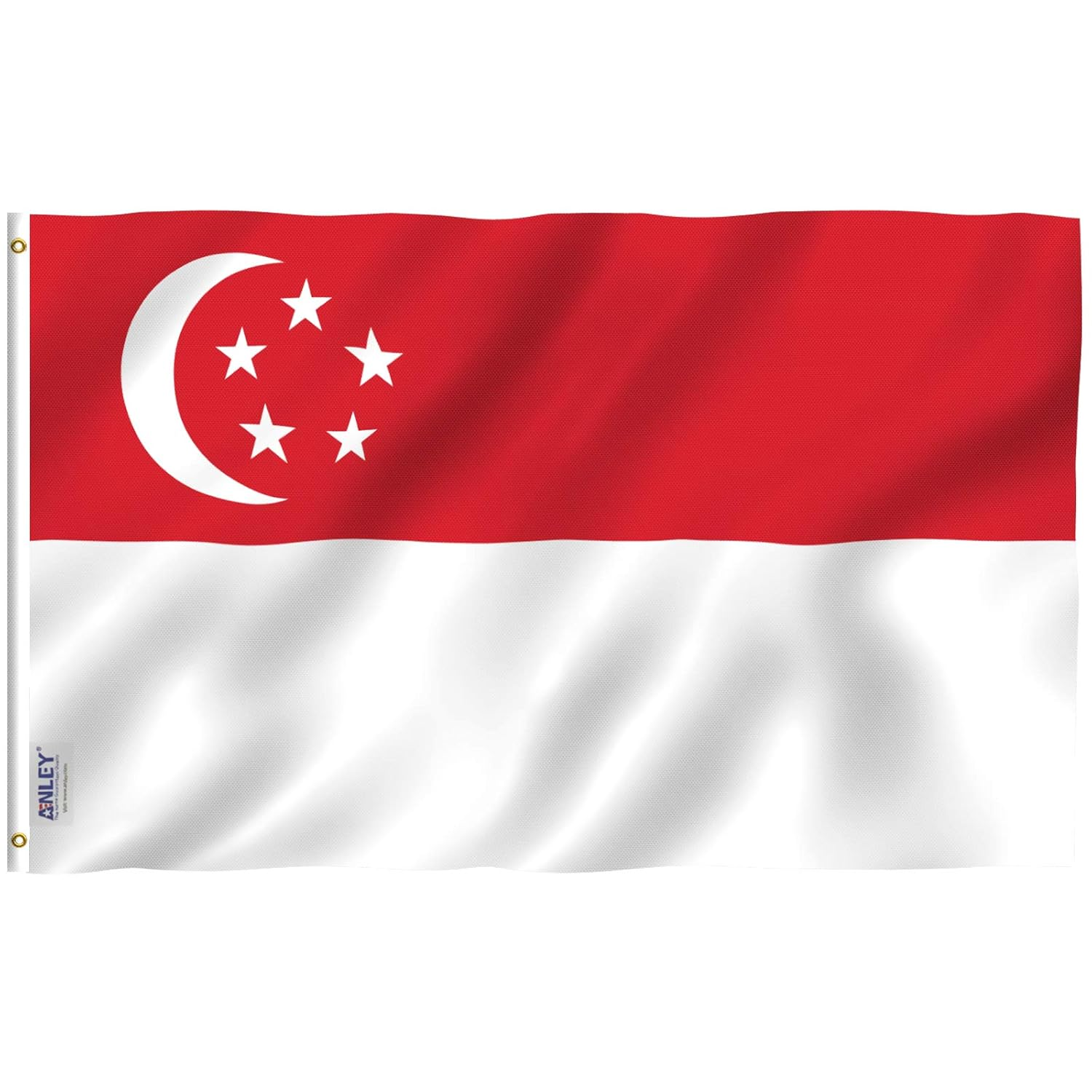 ANLEY Fly Breeze 3X5 Feet Singapore Flag - Vivid Color and Fade Proof - Canvas Header and Double Stitched - Singaporean Flags Polyester with Brass Grommets 3 X 5 FT image number 4