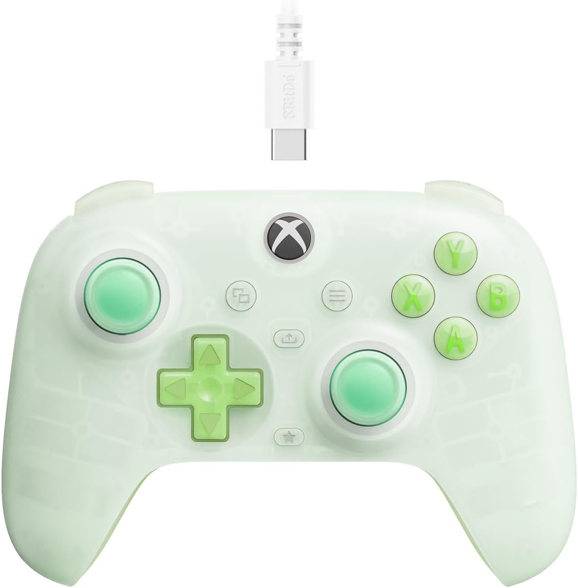 8Bitdo Ultimate Mini Wired Controller for Xbox with RGB Lighting Fire Ring, Hall Effect Joysticks and Triggers, for Xbox Series X|S, Xbox One, Windows 10/11 - Officially Licensed (Translucent Green)
