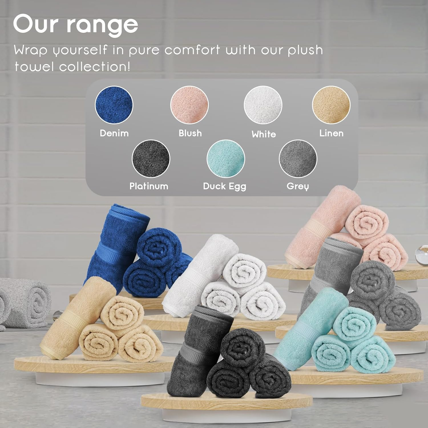 Premium Bamboo Cotton Bath Towels - Natural, Ultra Absorbent and Eco-Friendly 80Cm X 130Cm (Grey) (4 Piece Set)