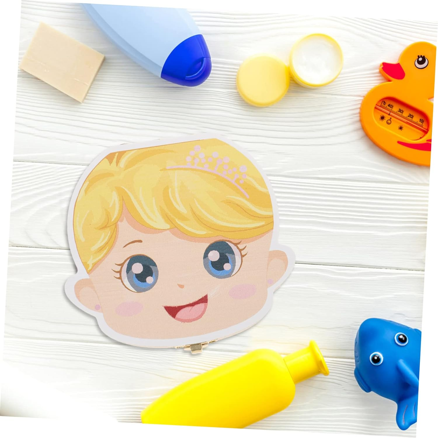 Ciieeo First Tooth Keepsake Box Colorful Cartoon Wooden Organizer for Boy Girl Sturdy Tooth Storage for for Milestones image number 5