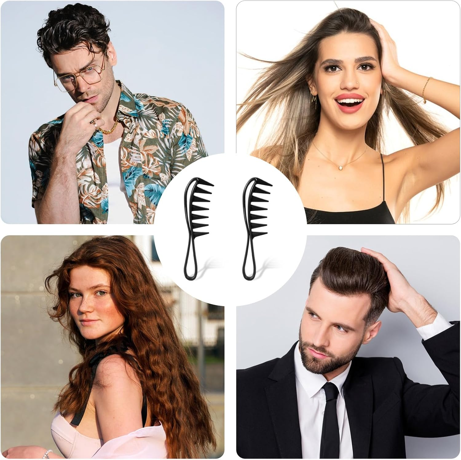 Pack of 2 Wide Tooth Combs, Black Curl Comb, Strands Comb, Wide Tooth Comb for Various Types of Hair, Hair Comb, Curling Comb for Home Salon, Hairdressing Comb image number 5